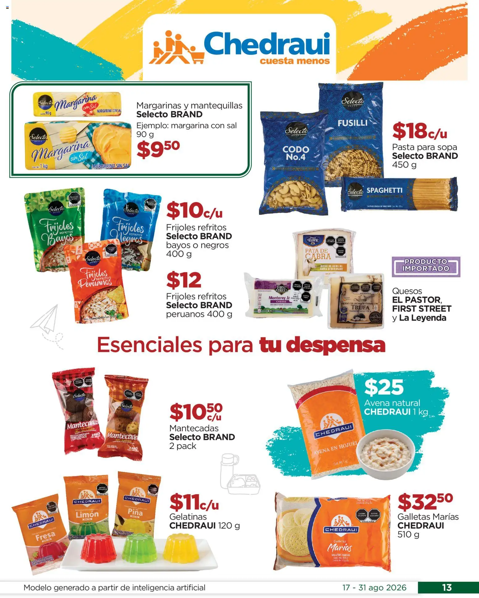 Nuevas ofertas de Chedraui válidas en toda la República Mexicana desde el 17/08/2026. ¡Encuentra las mejores ofertas en Chedraui folleto Estrena este regreso a clases! | Página: 13 | Productos: Leche, Galletas, Despensa, Té