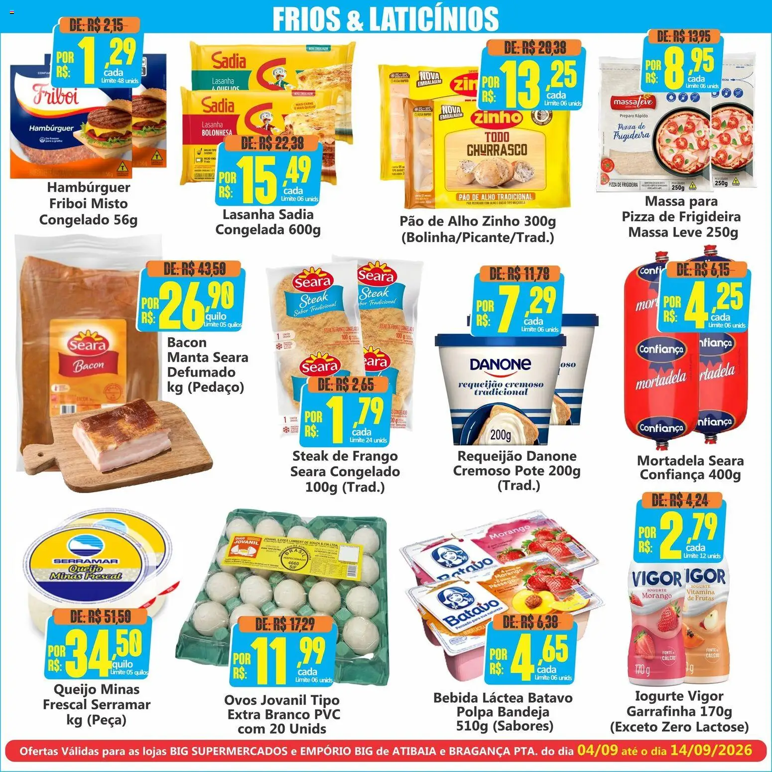 Big Supermercados Folheto - válido de 04/09/2026 | Página: 5 | Produtos: Pêssego, Hambúrguer, Lasanha, Bandeja