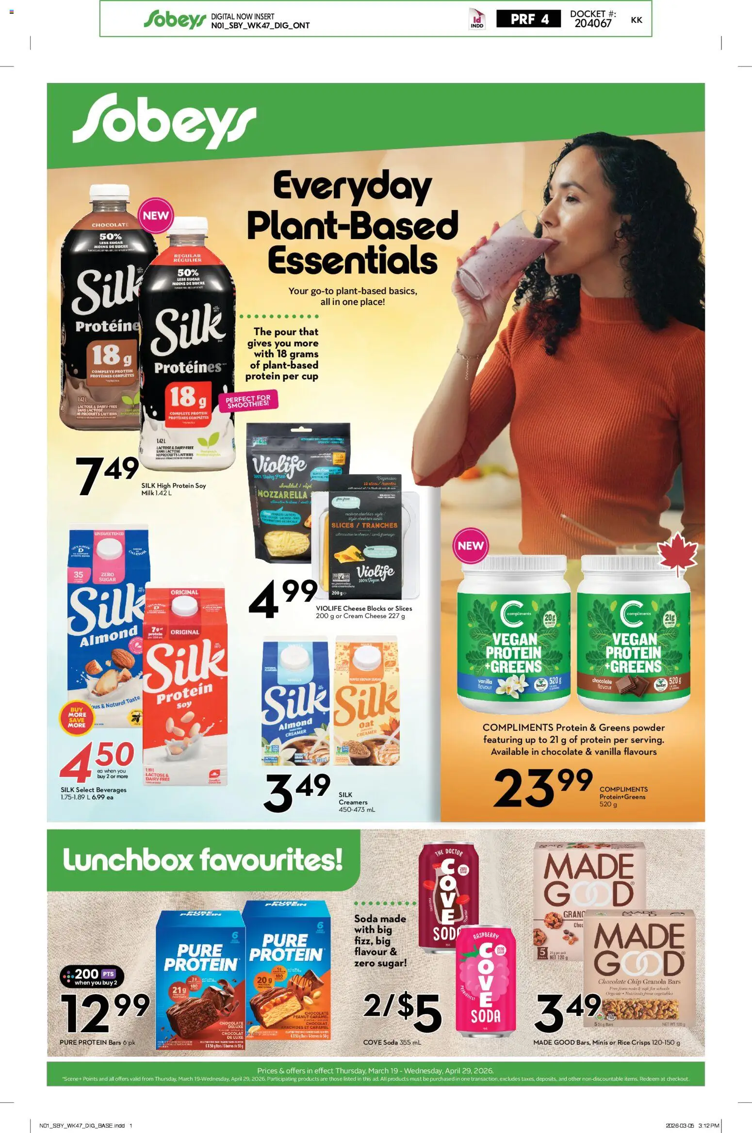 Sobeys flyer valid from 19.03.2026 | Page: 1 | Products: Nuts, Cream, Milk, Cheese