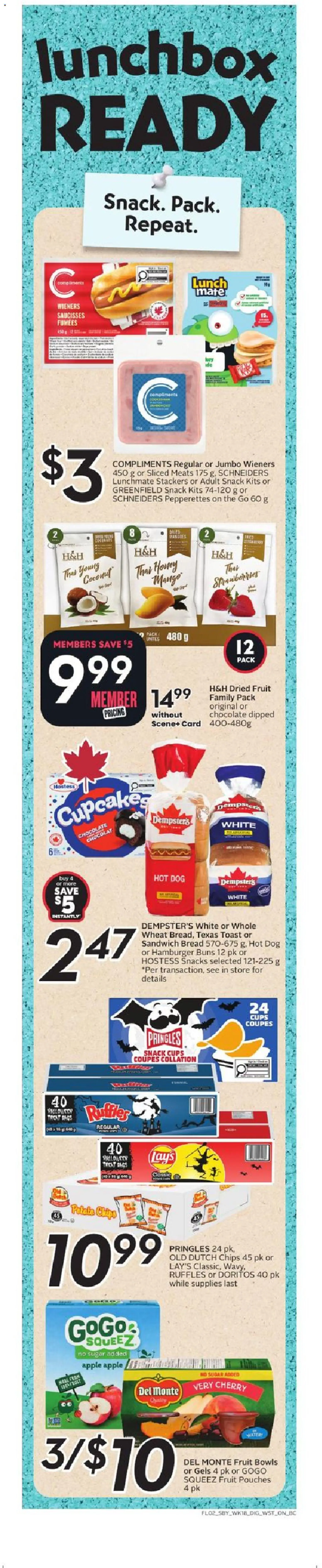 Safeway flyer valid from Aug 27, 2026 | Page: 3 | Products: Chips, White chocolate, Fruit pouches, Sugar