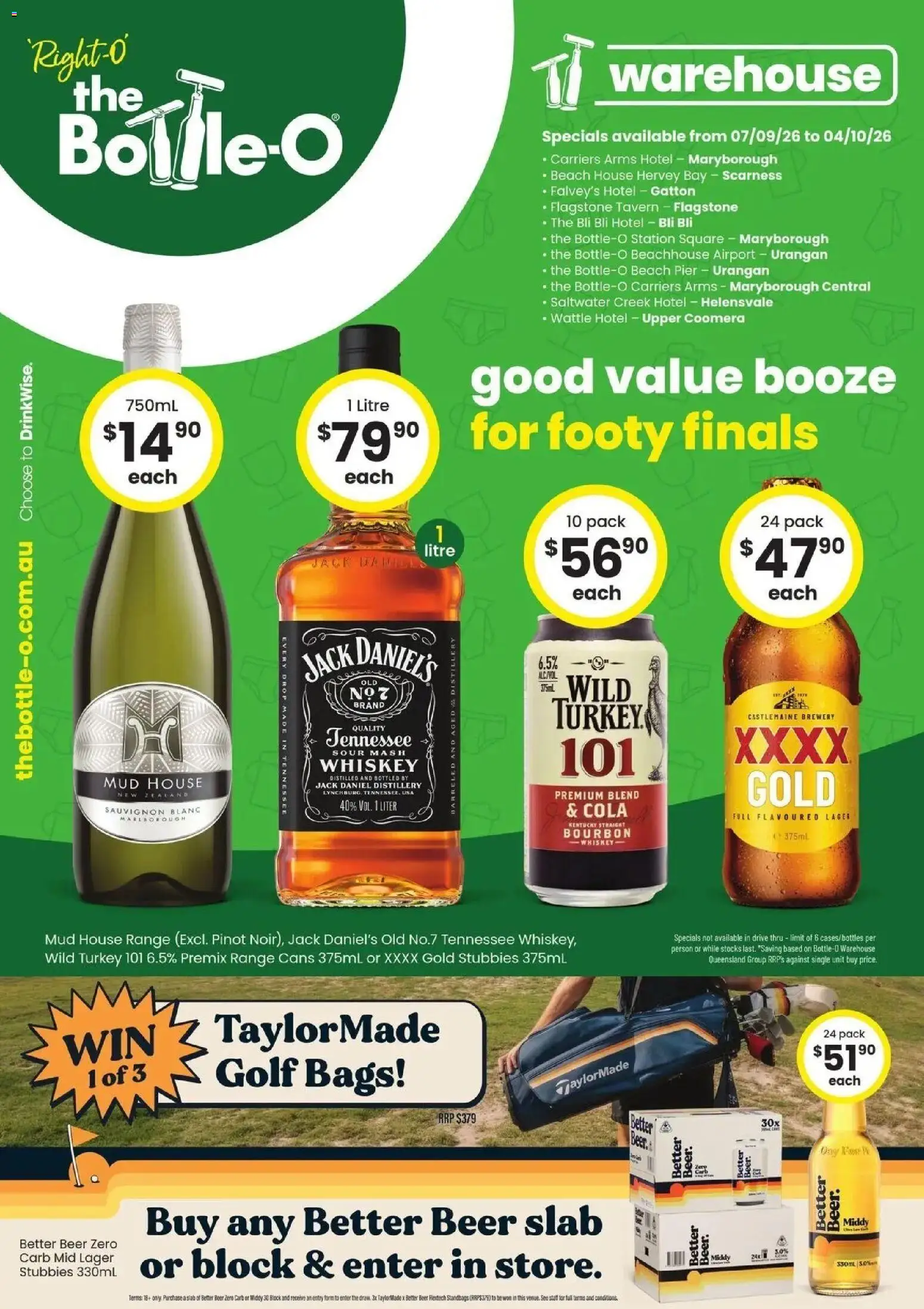 The Bottle-O catalogue - valid from 07/09/2026 | Page: 1 | Products: Cart, Bourbon, Whiskey, Jack Daniel’s