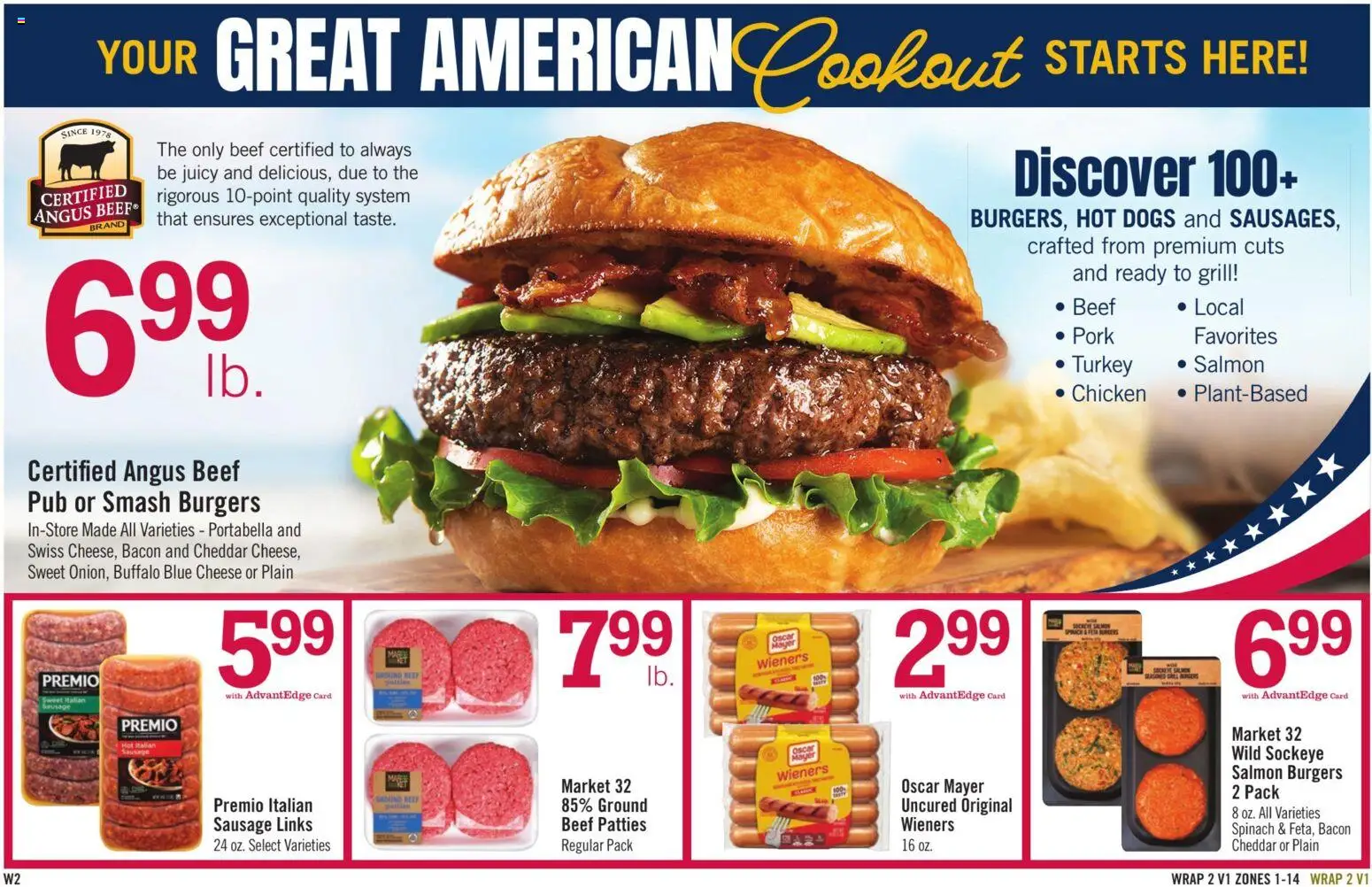Price Chopper Weekly Ad - valid from 10.05.2026 | Page: 14 | Products: Spinach, Cheese, Pork, Beef
