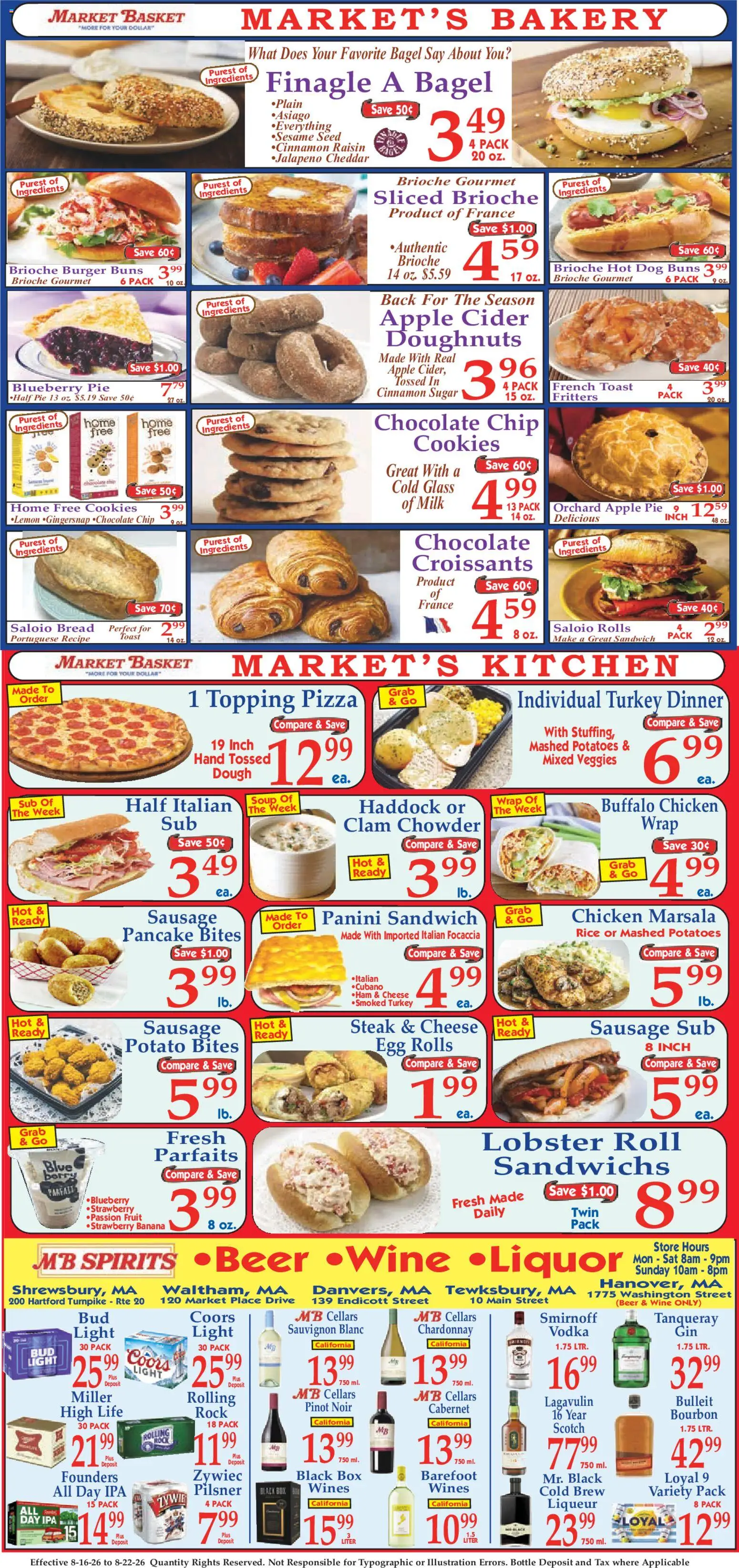 Market Basket Ad - valid from 08/16/2026 | Page: 8 | Products: Cheese, Beer, Steak, Focaccia