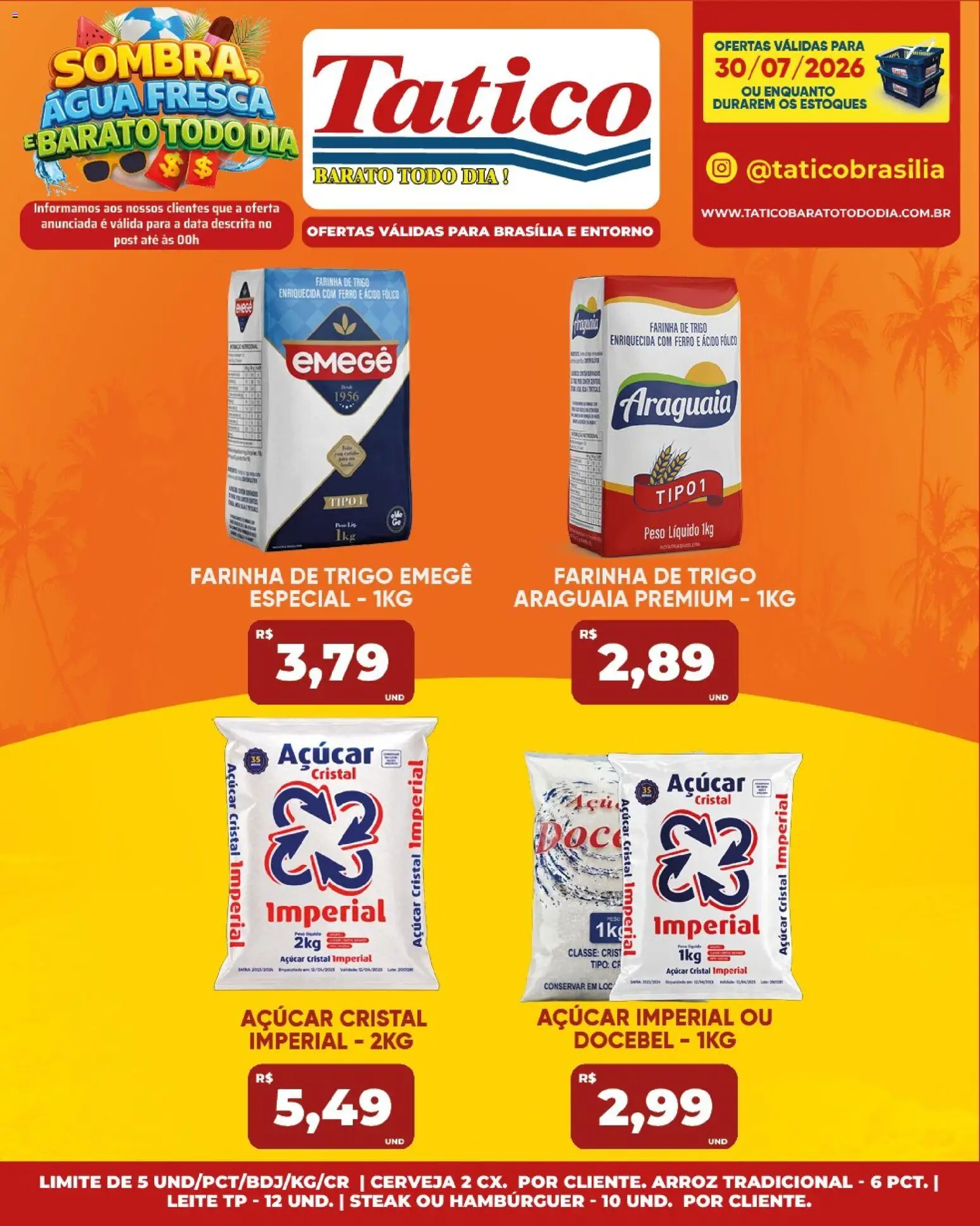 Tatico Folheto - válido de 30/07/2026 | Página: 17 | Produtos: Farinha de trigo, Cerveja, Hambúrguer, Açúcar