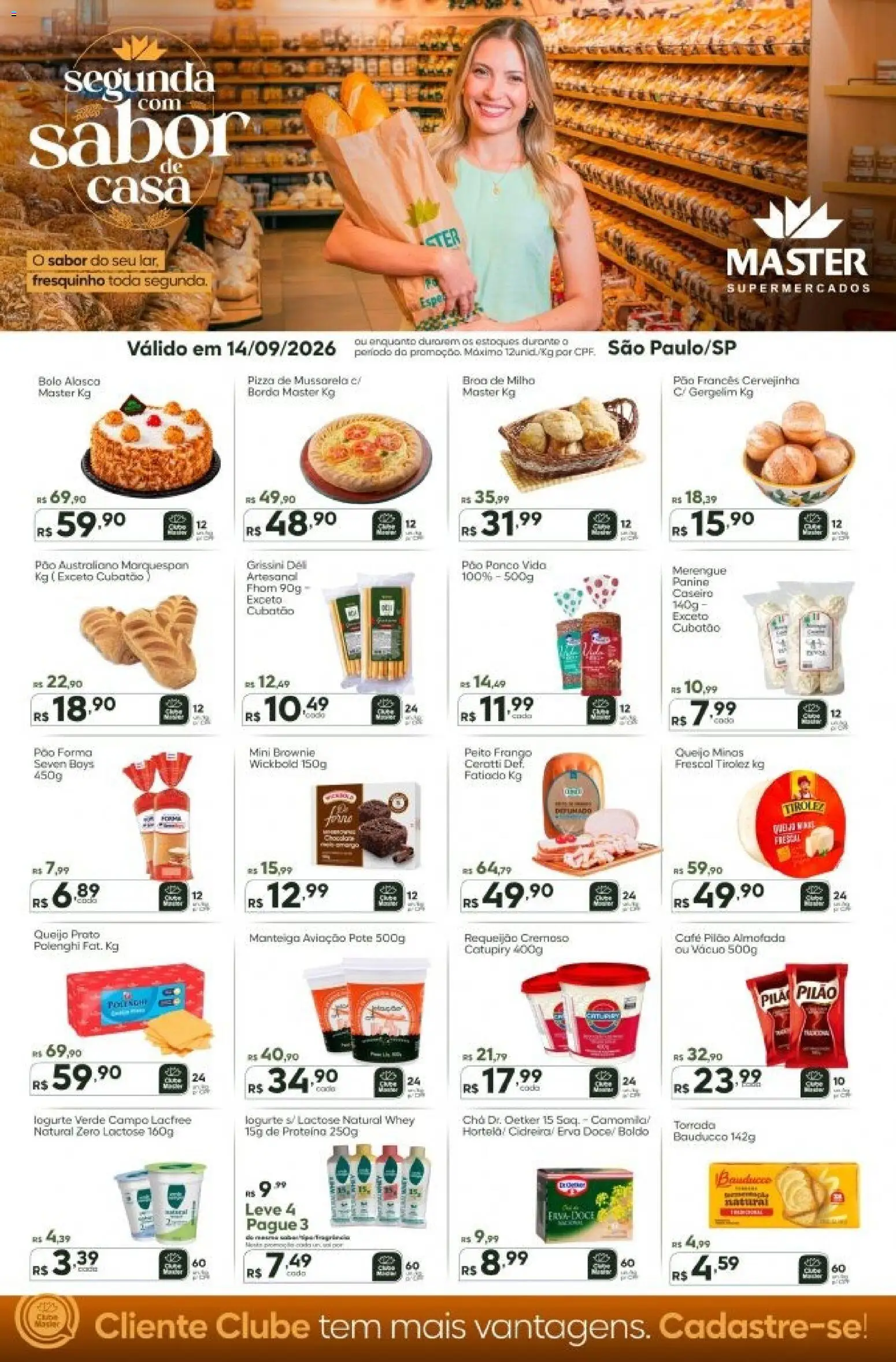 Master Folheto - válido de 14/09/2026 | Página: 1 | Produtos: Almofada, Pizza, Catupiry, Pão francês
