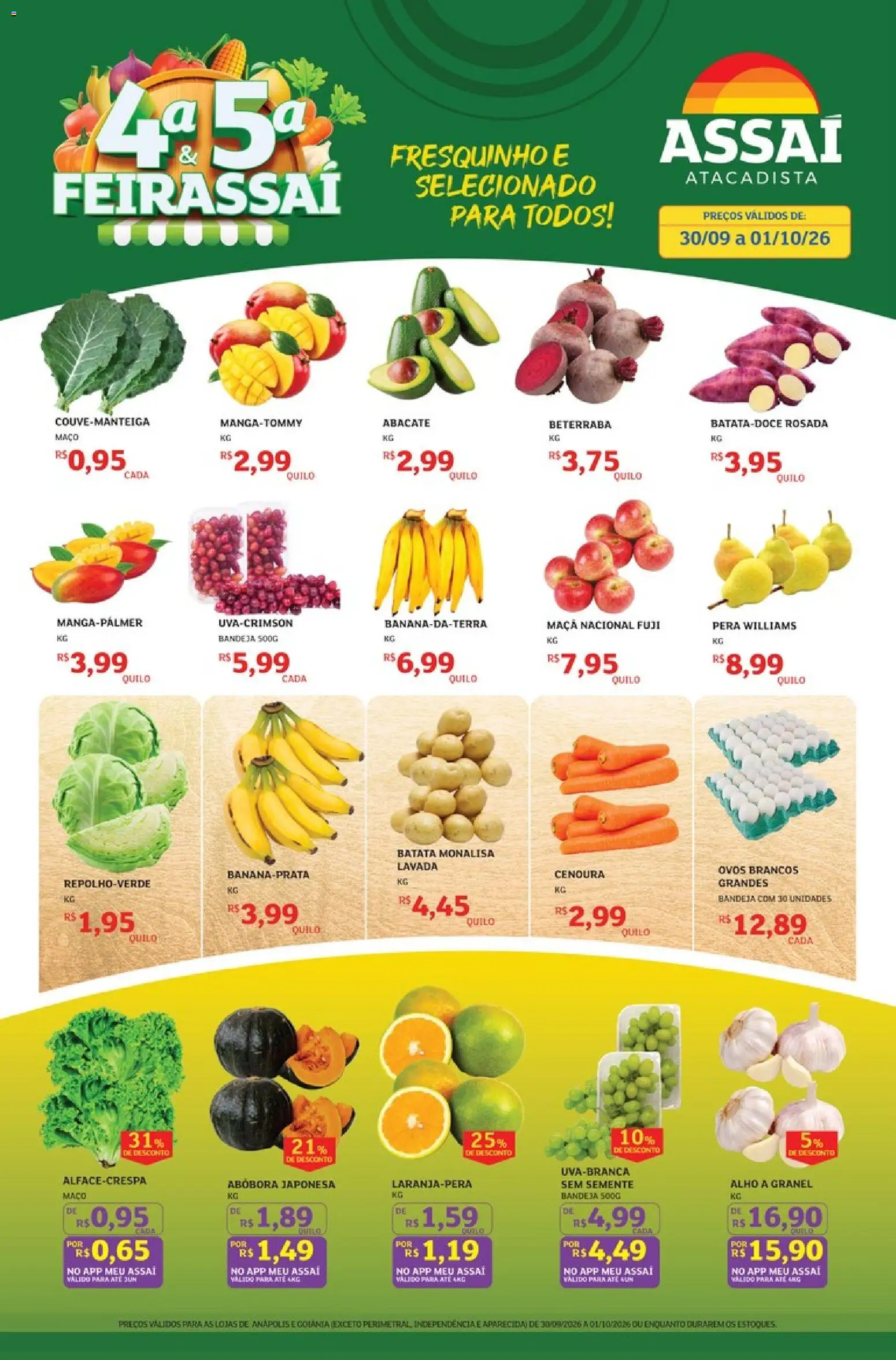 Assaí Atacadista Folheto - válido de 30/09/2026 | Página: 1 | Produtos: Alho, Abacate, Ovos, Cenoura