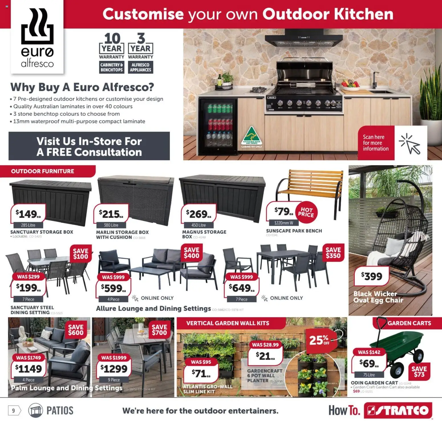 Stratco catalogue - valid from 17.04.2026 | Page: 9 | Products: Chair, Cushion, Pot, Outdoor furniture