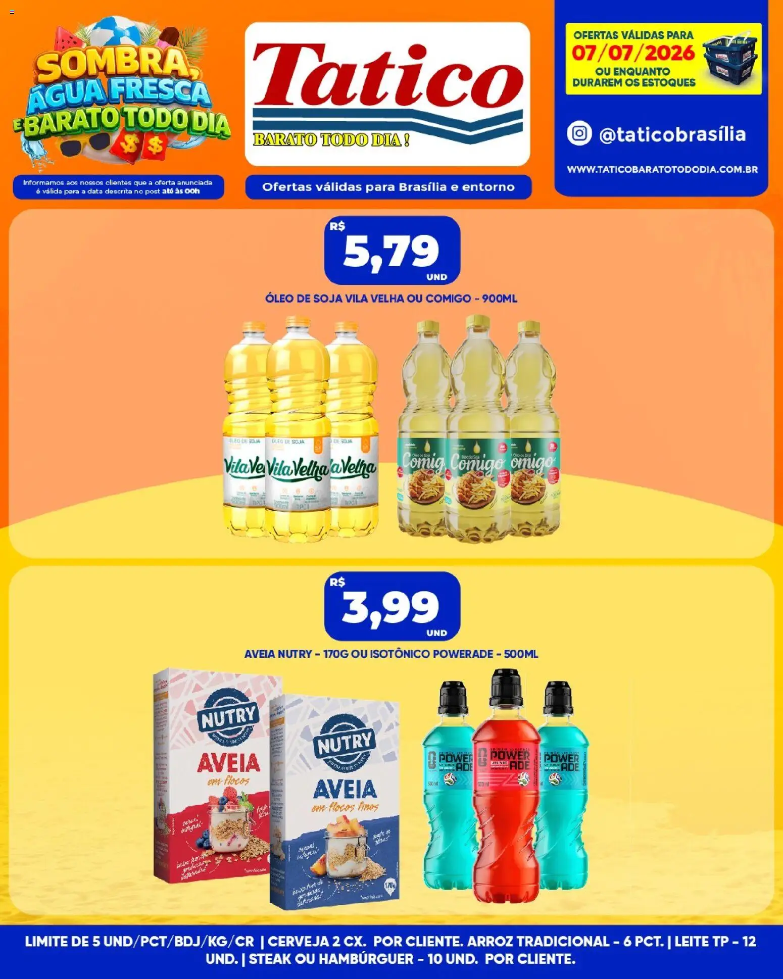 Tatico Folheto - válido de 07/07/2026 | Página: 4 | Produtos: Cerveja, Arroz, Aveia, Soja