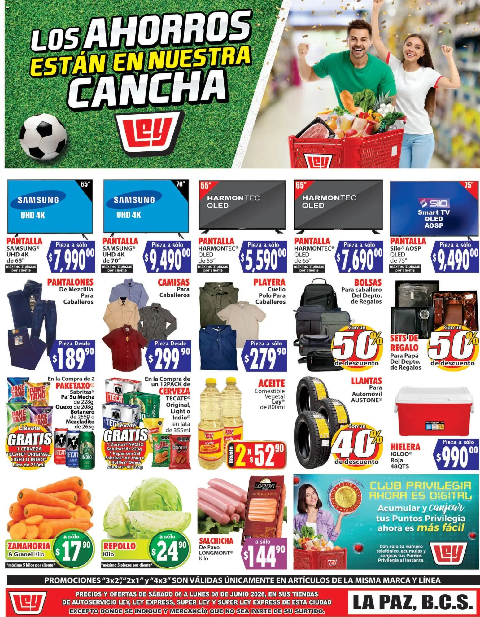 Nuevas ofertas de Casa Ley válidas en toda la República Mexicana desde el 06.06.2026. ¡Encuentra las mejores ofertas en Casa Ley folleto Autoservicio La Paz, BCS! | Página: 1 | Productos: Papa, Salchicha, Playera, Zanahoria