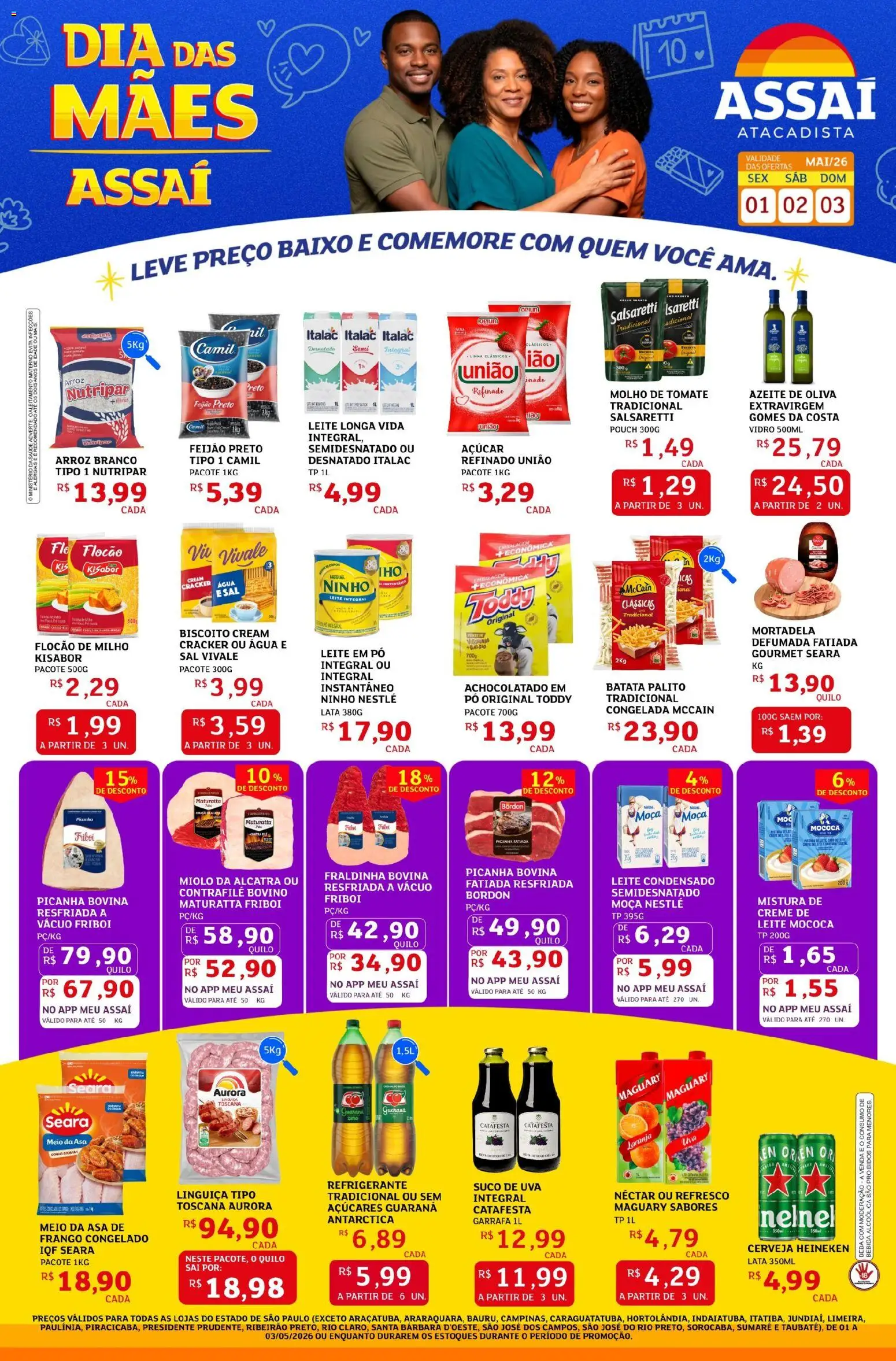 Assaí Atacadista Folheto - válido de 01.05.2026 | Página: 1 | Produtos: Linguiça, Creme, Açúcar, Frango