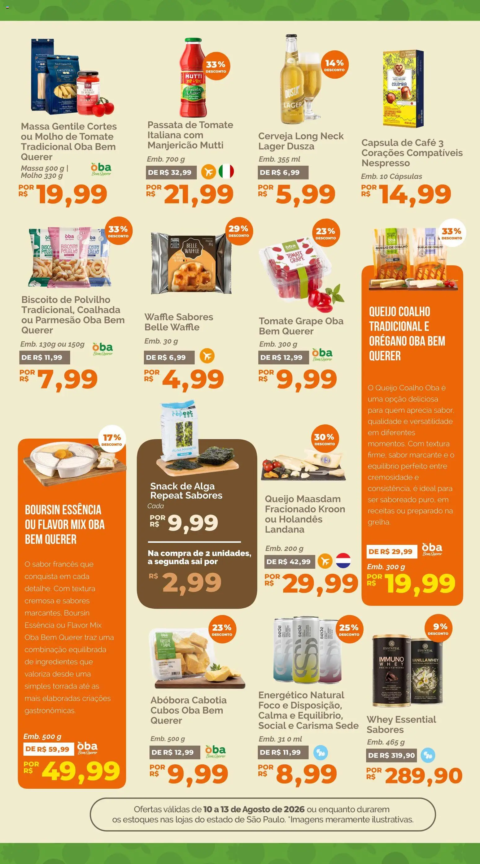 Oba Hortifruti Folheto - válido de 10/08/2026 | Página: 7 | Produtos: Polvilho, Café, Cerveja, Massa