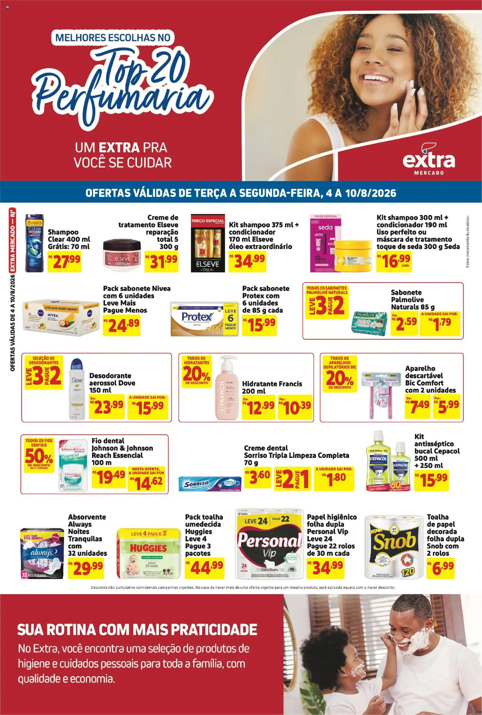 Extra Folheto - válido de 04/08/2026 | Página: 2 | Produtos: Condicionador, Fio dental, Aveia, Papel higiênico