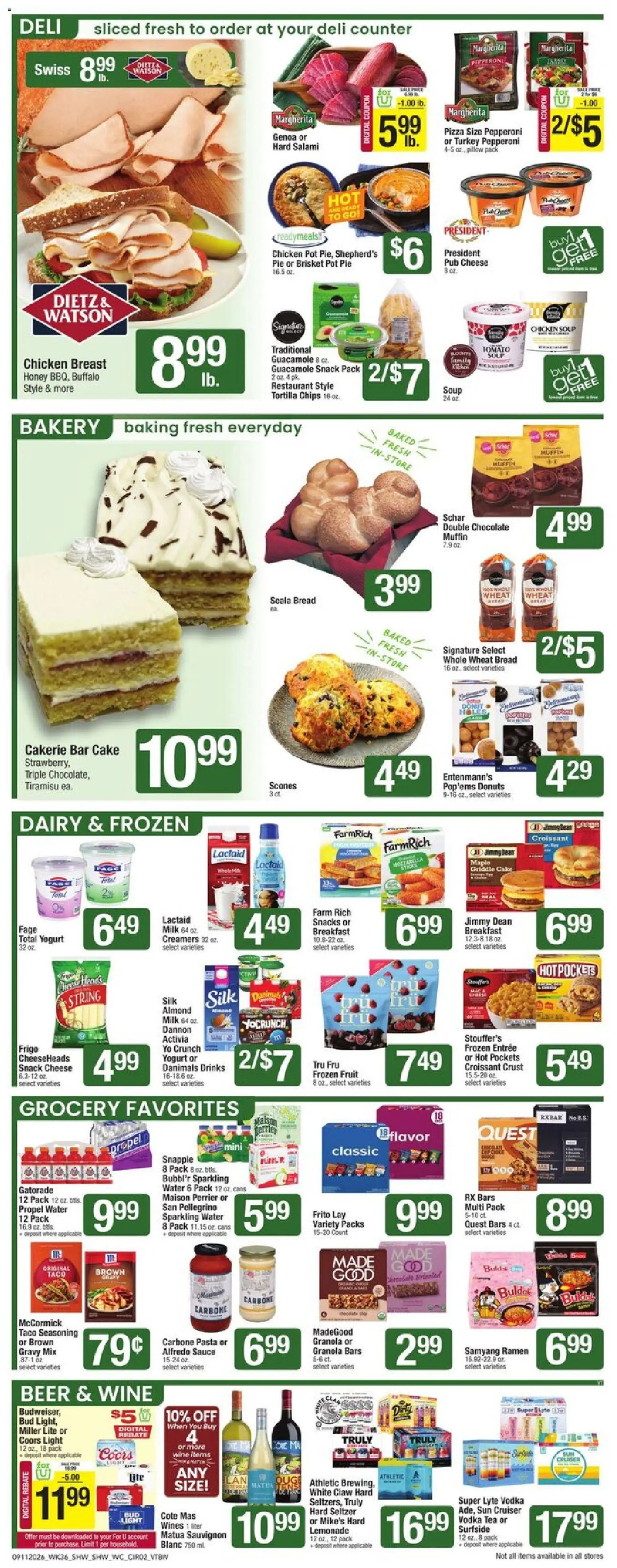 Shaw's Weekly Ad - valid from 09/11/2026 | Page: 2 | Products: Turkey, Cheese, Pizza, Sauce