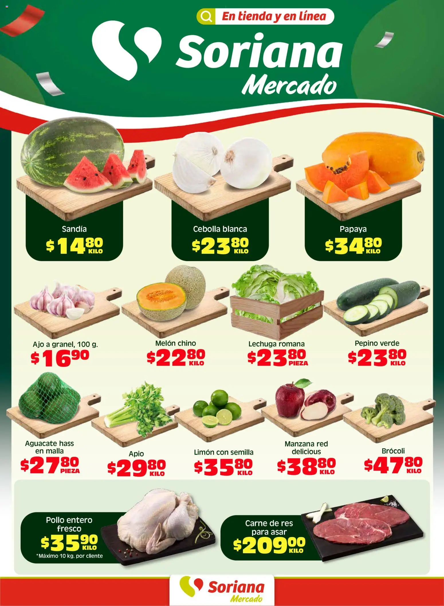 Nuevas ofertas de Soriana válidas en toda la República Mexicana desde el 15.05.2026. ¡Encuentra las mejores ofertas en Soriana Fin de Semana Mercado: Nuevo León! | Página: 1 | Productos: Apio, Lechuga, Aguacate, Res