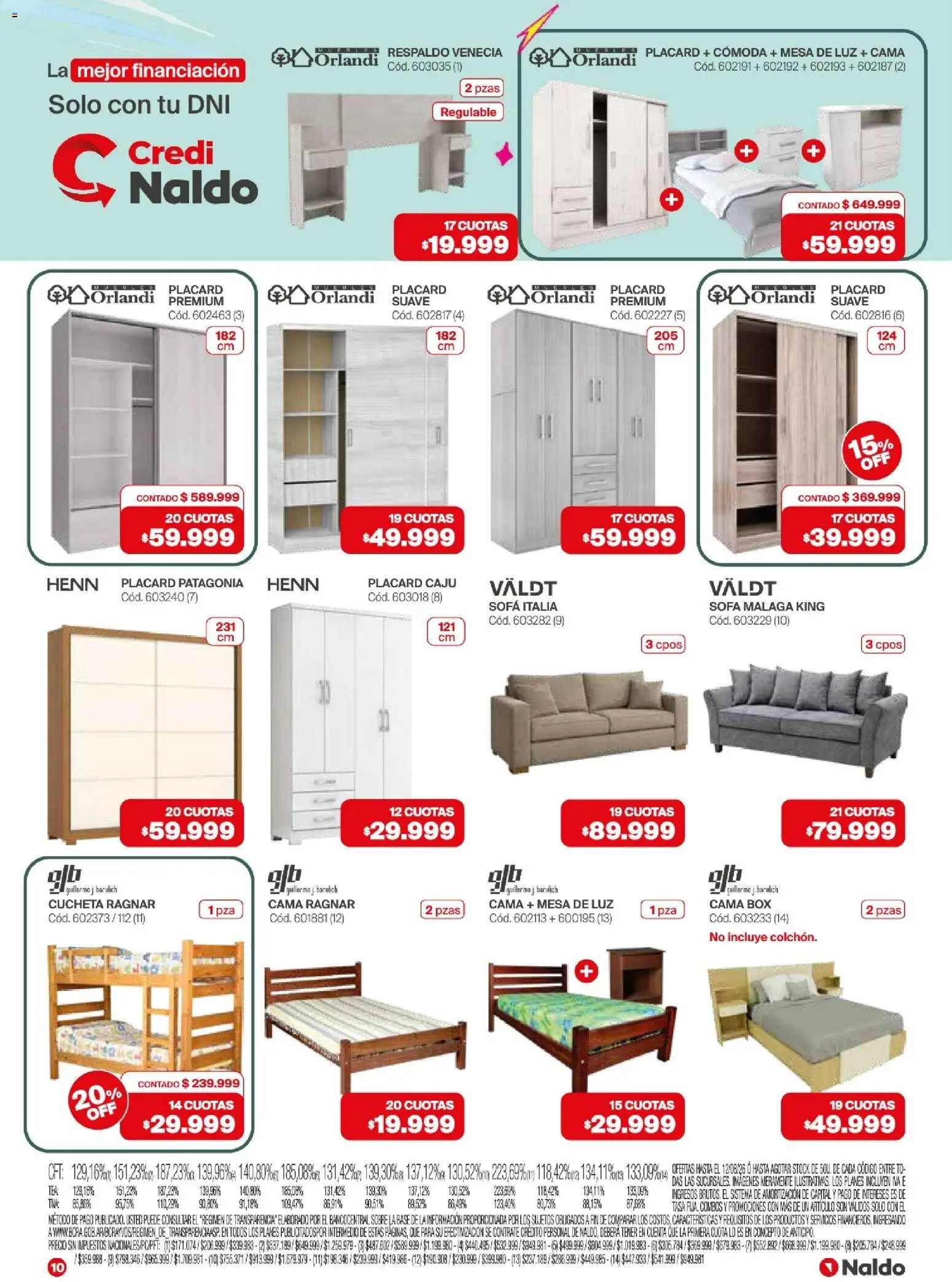 Naldo - Catálogo │ válido desde el 01/08/2026 | Página: 10 | Productos: Mesa de luz, Cama, Sobre, Mesa
