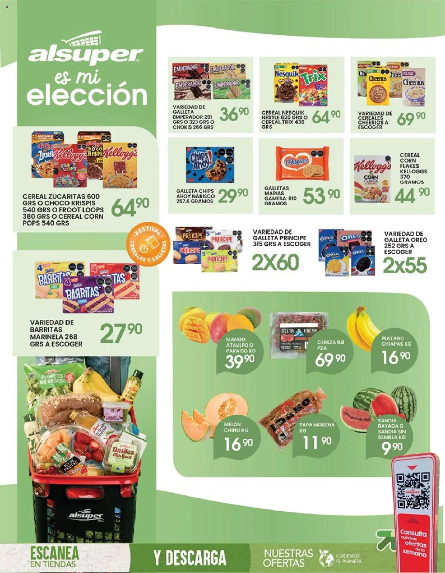 Nuevas ofertas de Alsuper válidas en toda la República Mexicana desde el 05.05.2026. ¡Encuentra las mejores ofertas en Alsuper folleto Calera! | Página: 8 | Productos: Plátano, Melón, Mango, Cereales