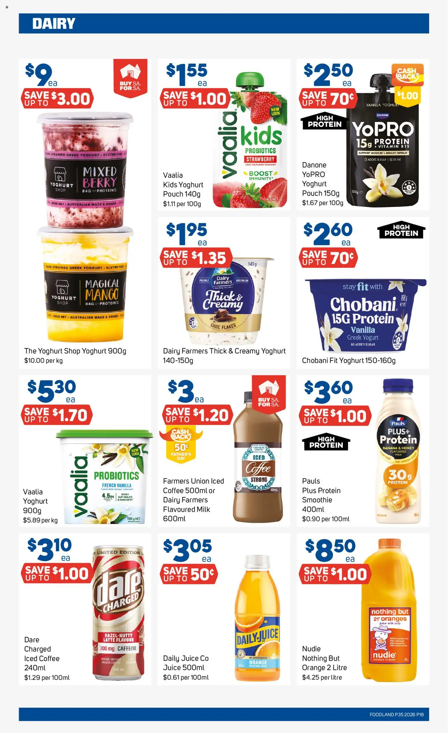Foodland catalogue - valid from 25/08/2026 | Page: 18 | Products: Juice, Probiotics, Greek yogurt, Vitamin