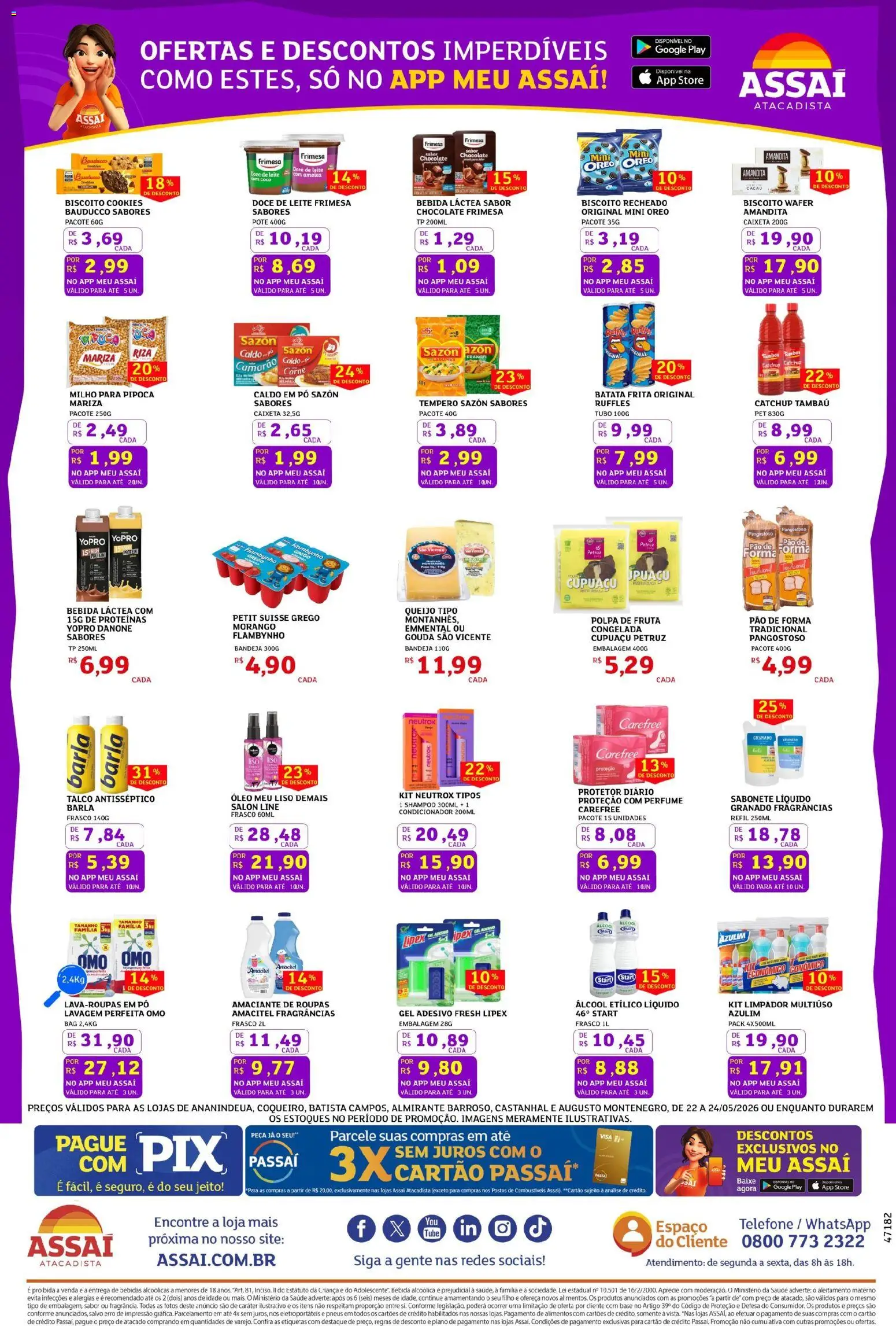 Assaí Atacadista Folheto - válido de 22.05.2026 | Página: 3 | Produtos: Pó, Queijo, Pão de forma, Bebida