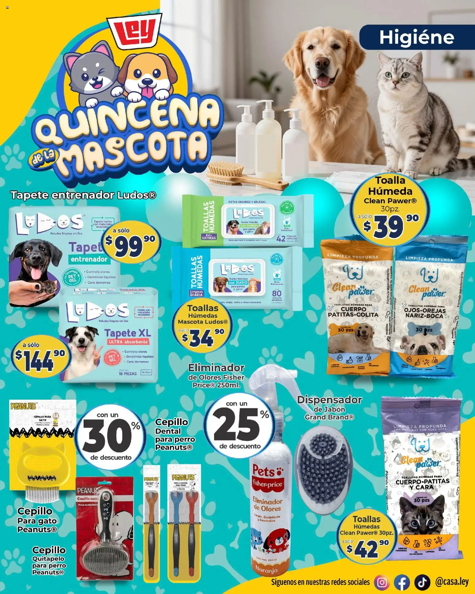 Nuevas ofertas de Casa Ley válidas en toda la República Mexicana desde el 29/06/2026. ¡Encuentra las mejores ofertas en Casa Ley folleto Quincena de la mascota Frontera! | Página: 5 | Productos: Cepillo, Toallitas húmedas, Toalla, Tapete
