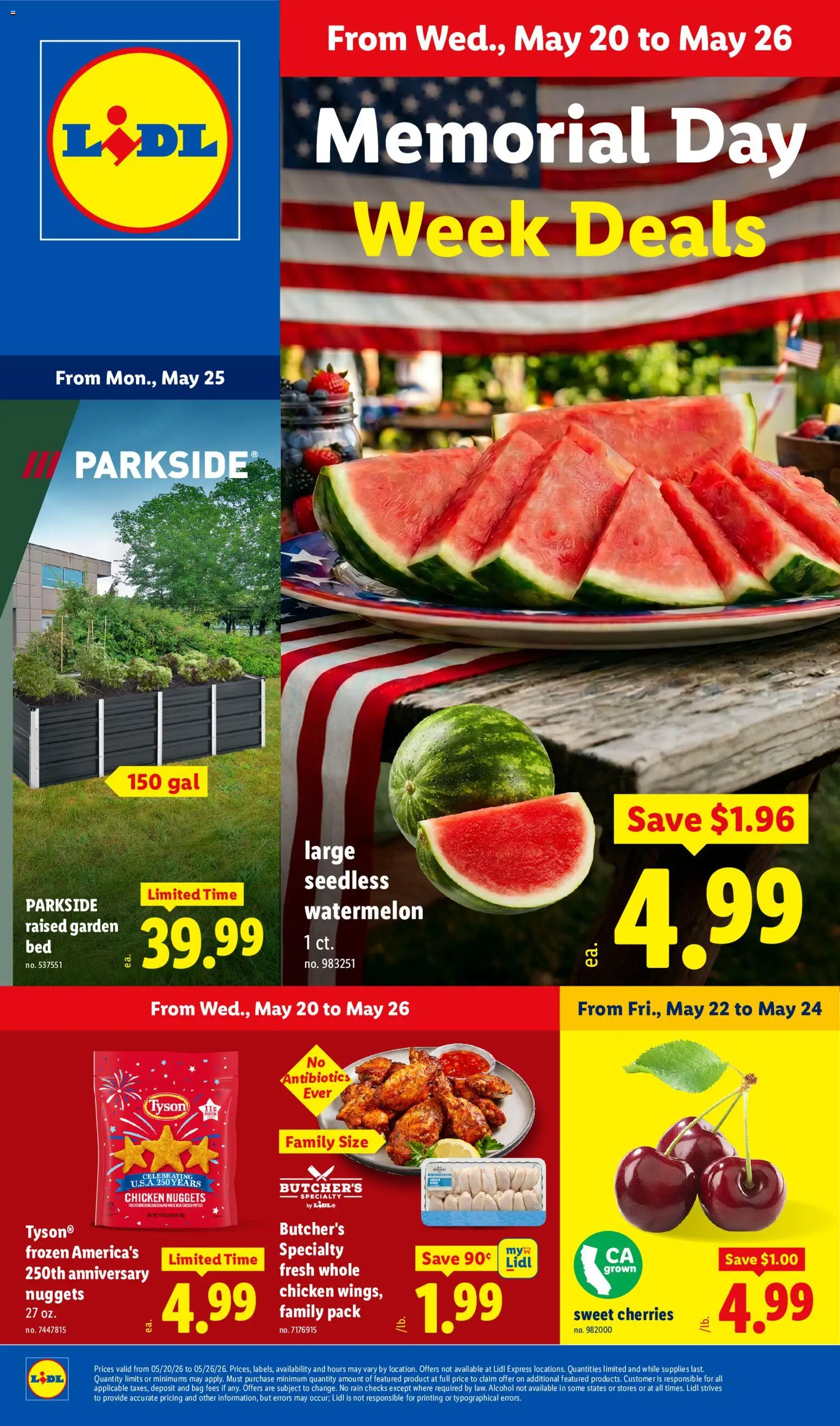 Lidl Weekly Ad - valid from 20.05.2026 | Page: 1 | Products: Cherries, Watermelon, Bag