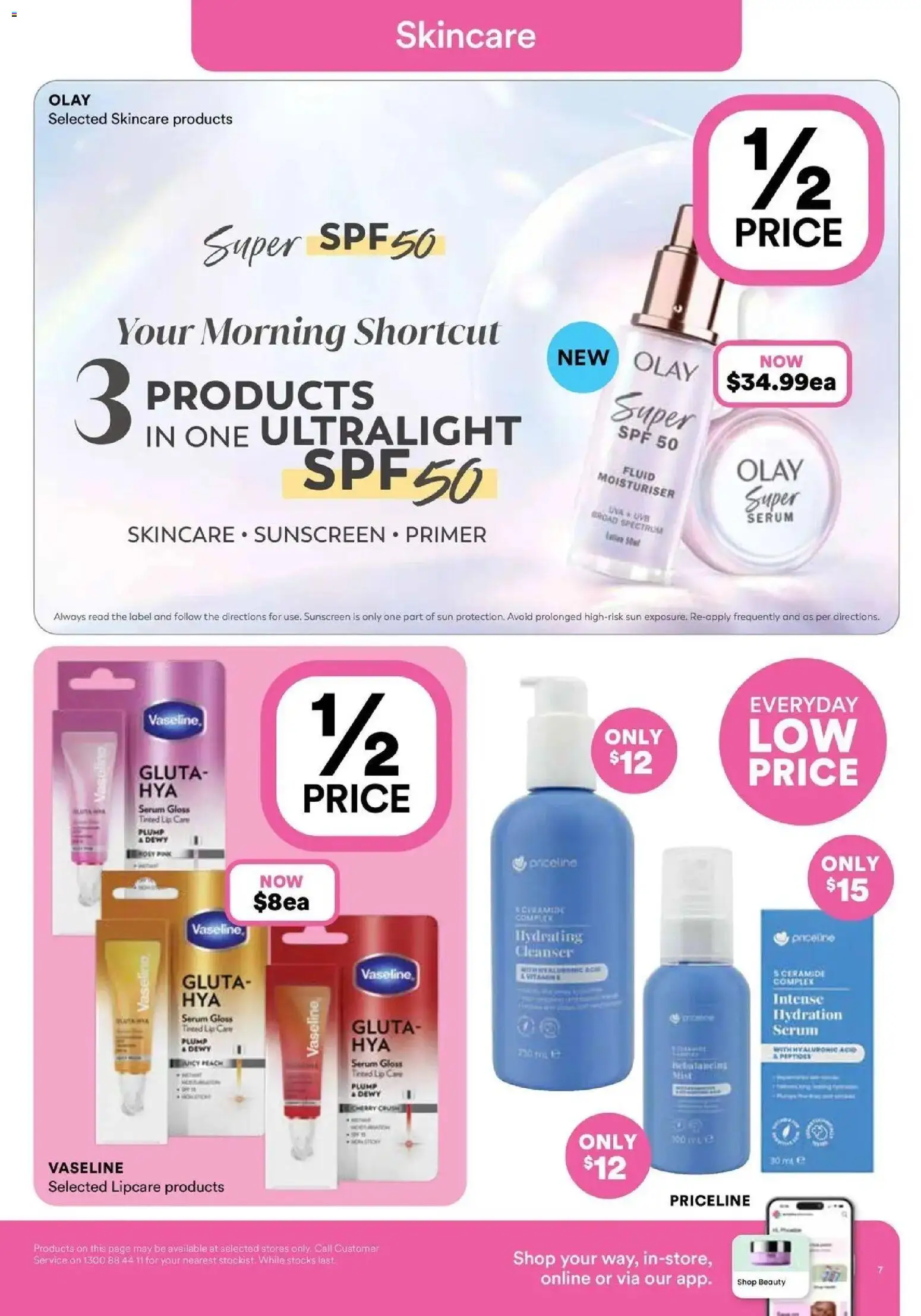 Priceline Pharmacy catalogue - valid from 06.05.2026 | Page: 7 | Products: Sunscreen, Moisturiser, Vaseline