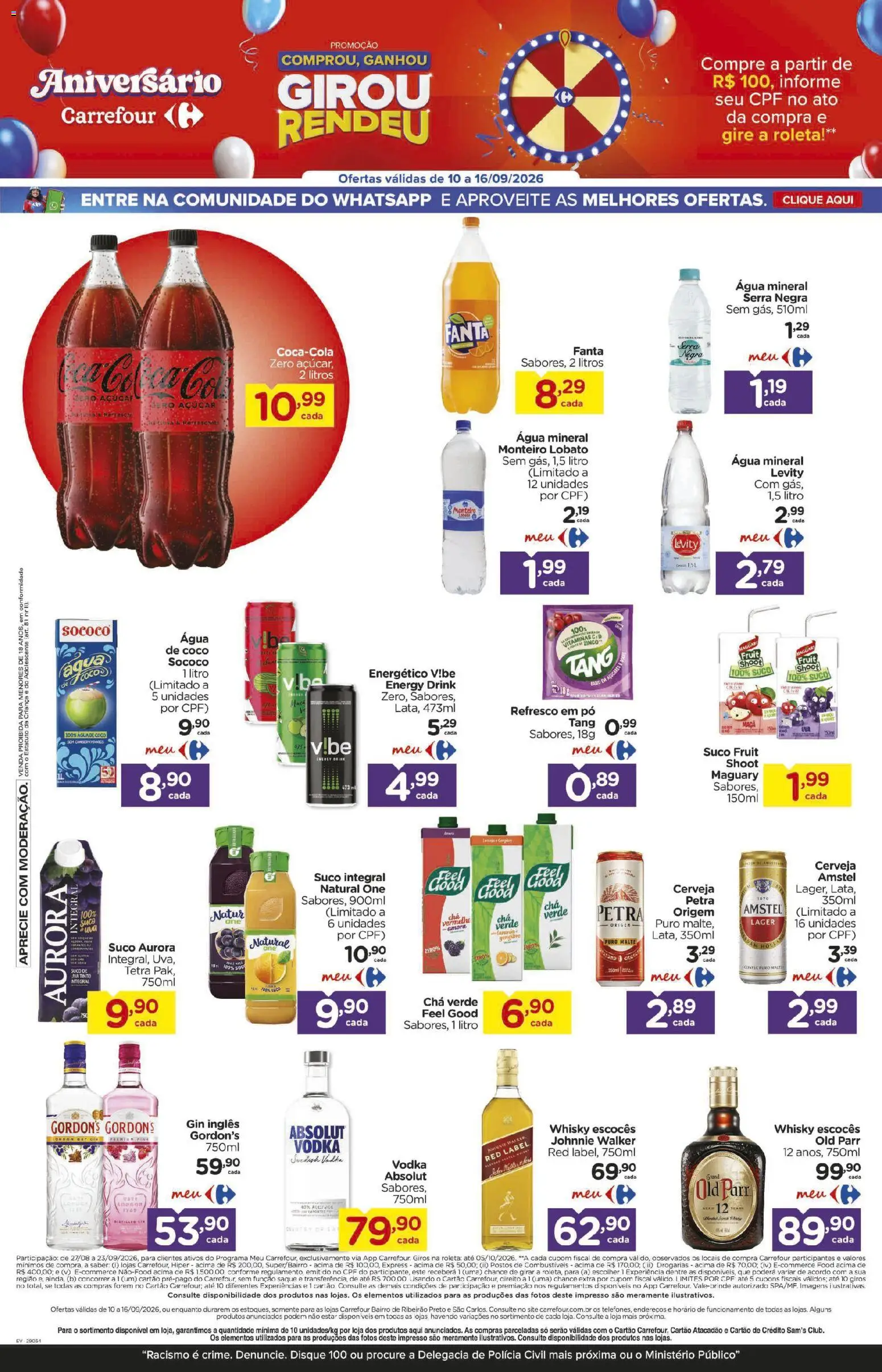 Carrefour Bairro Folheto - válido de 10/09/2026 | Página: 5 | Produtos: Refresco, Chá, Gin, Vodka