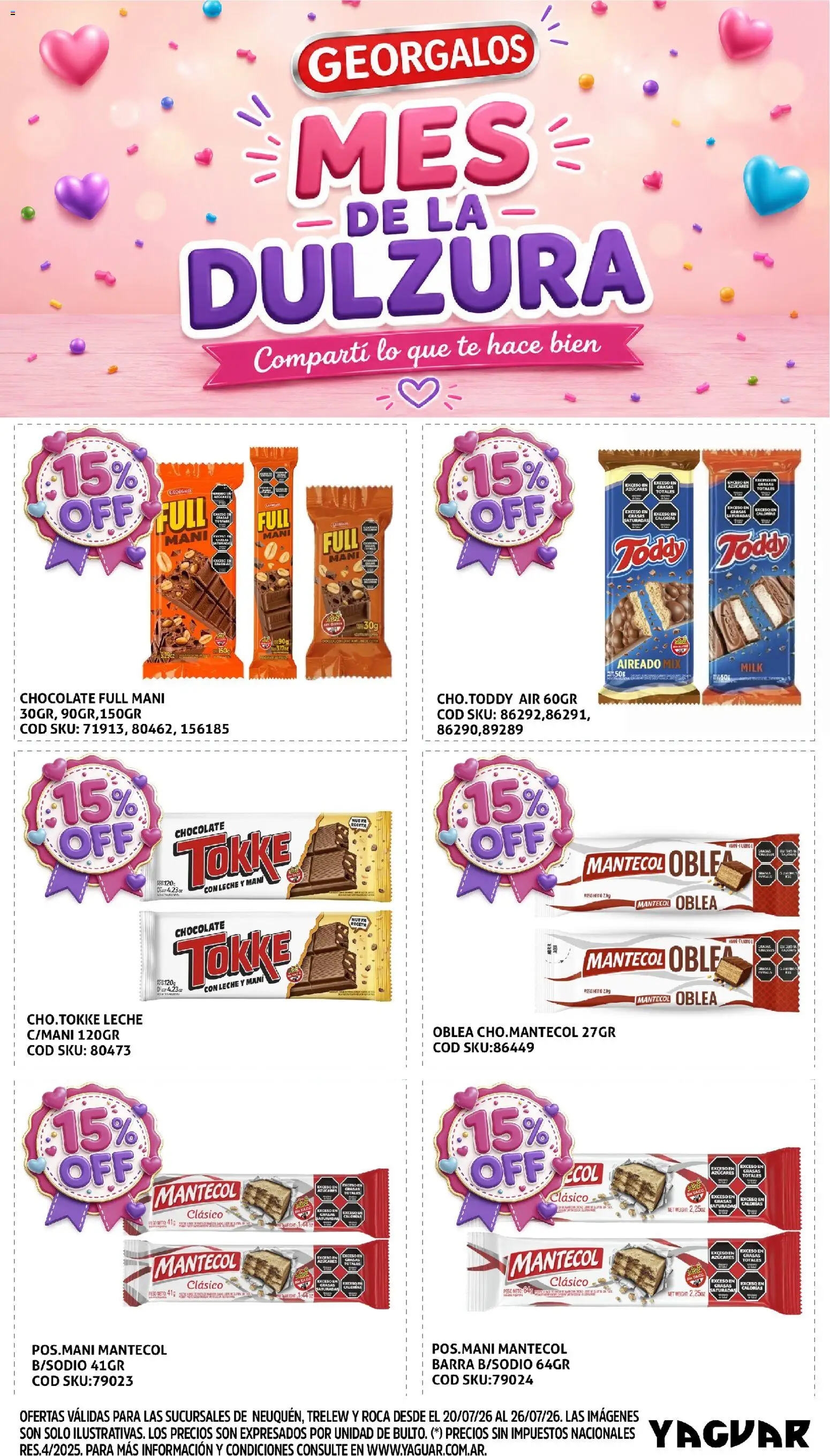Yaguar - Oferta semanal General Roca │ válido desde el 20/07/2026 | Página: 7 | Productos: Peso, Leche, Chocolate, Té