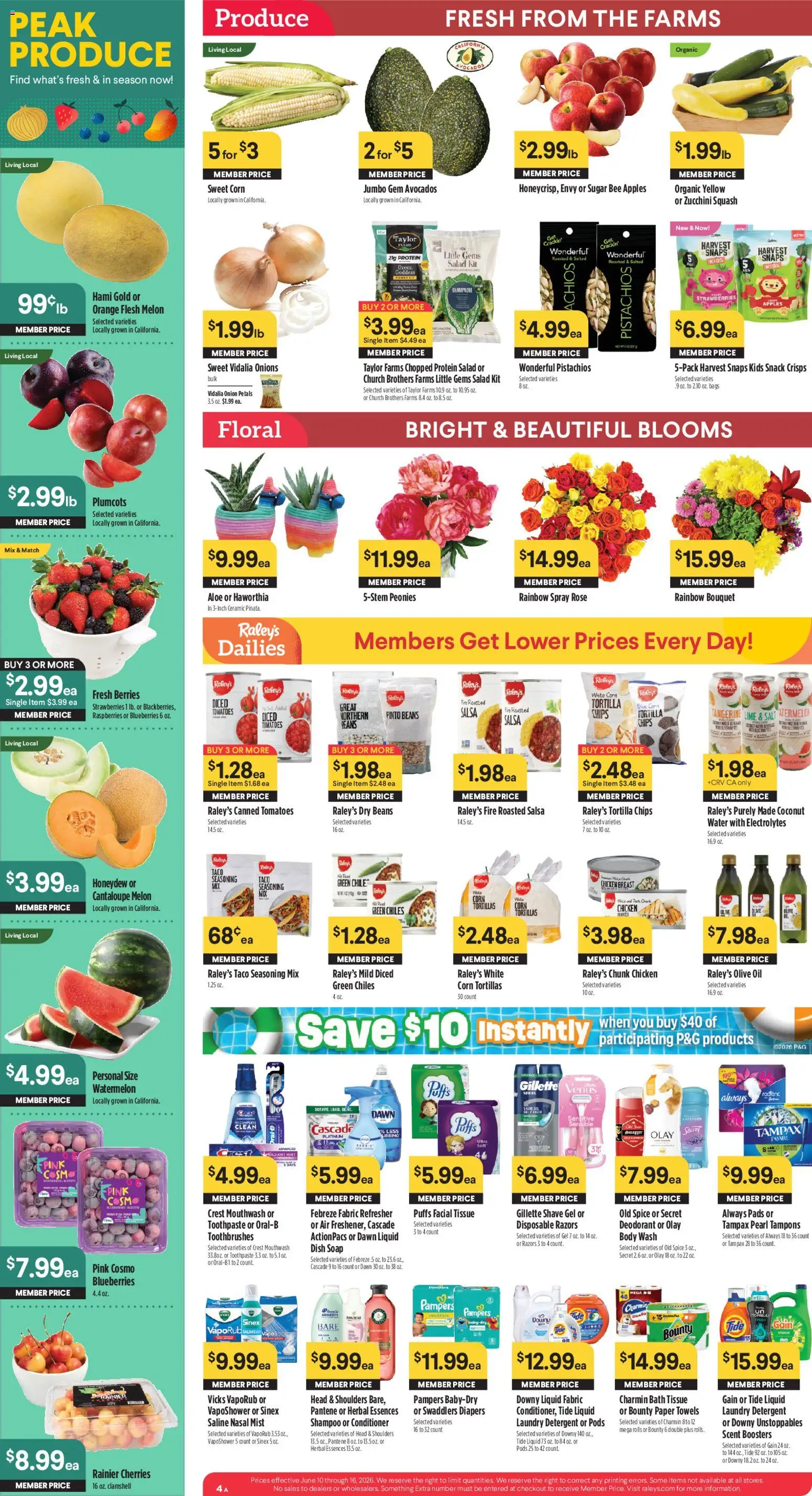 Raley's Weekly Ad - valid from 10.06.2026 | Page: 6 | Products: Soap, Chips, Salt, Melon