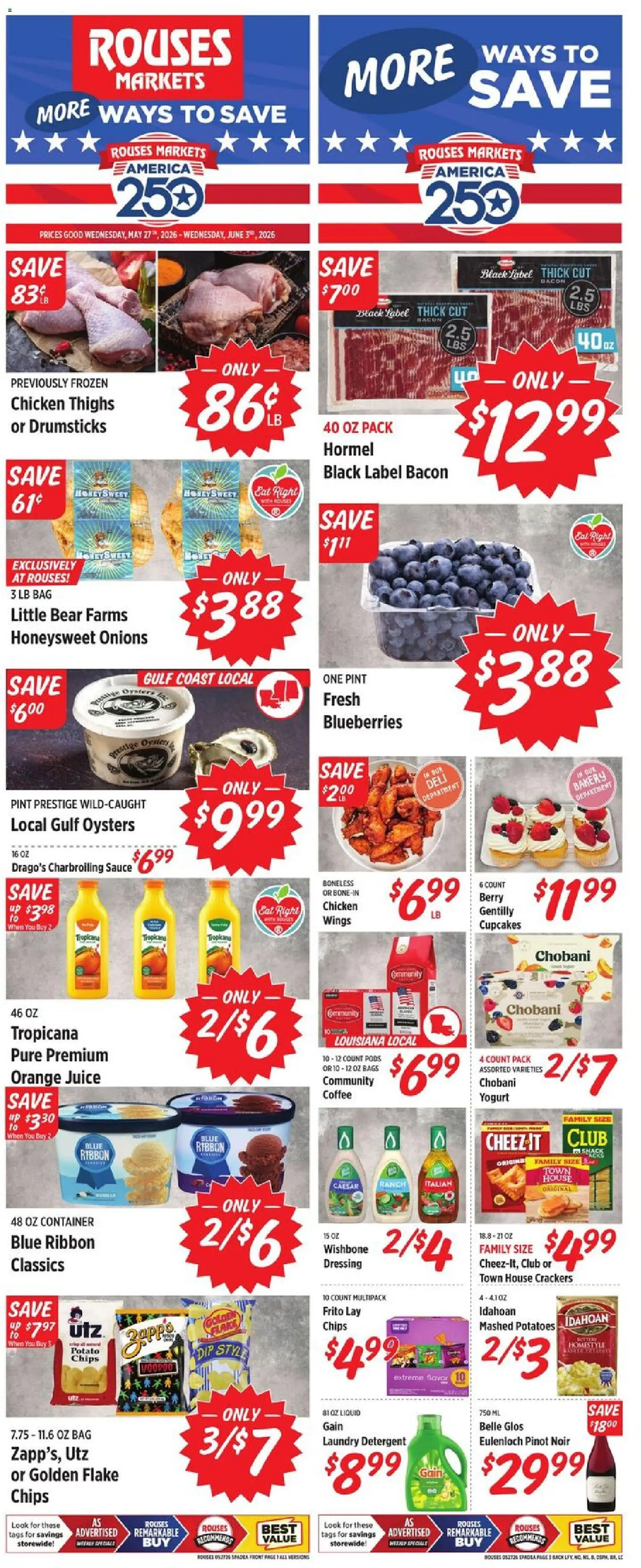 Rouses Weekly Ad - LA - valid from 27.05.2026 | Page: 2 | Products: Coffee, Detergent, Chips, Blueberries