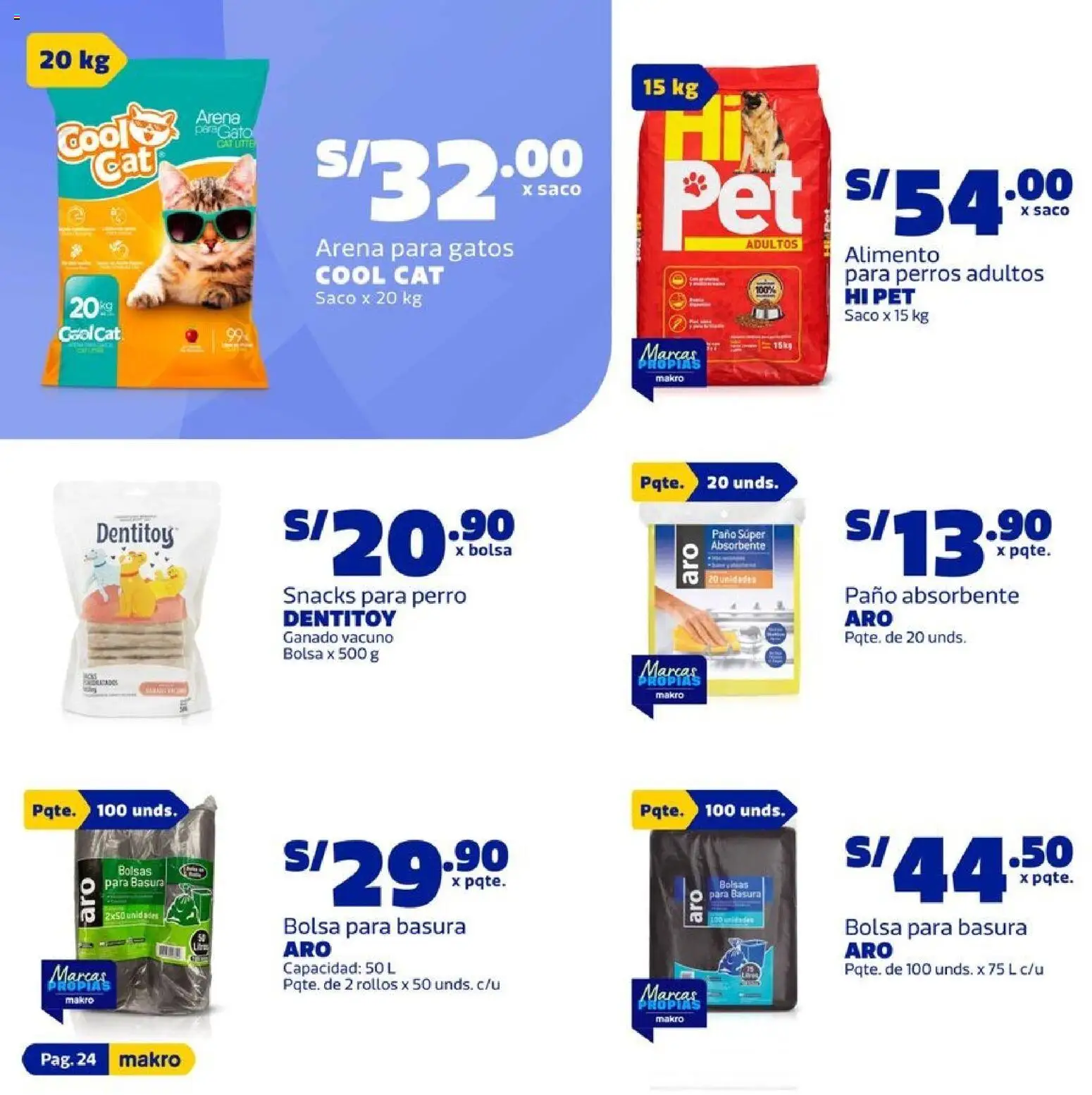 Catálogo Makro válido desde 24/09/2026 | Página: 24 | Productos: Arena para gato, Saco, Bolsa