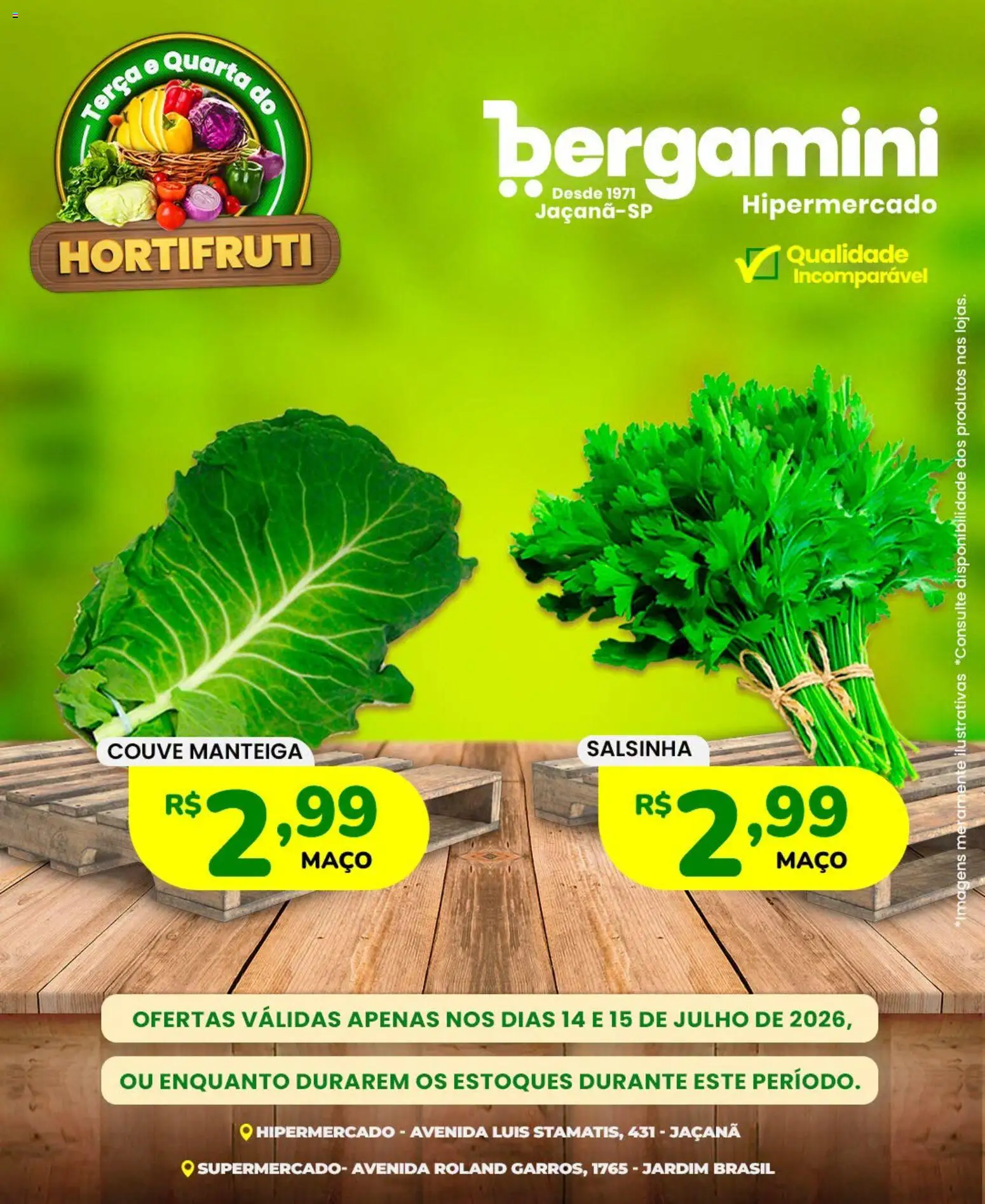 Supermercado Bergamini Folheto - válido de 14/07/2026 | Página: 4 | Produtos: Manteiga, Couve