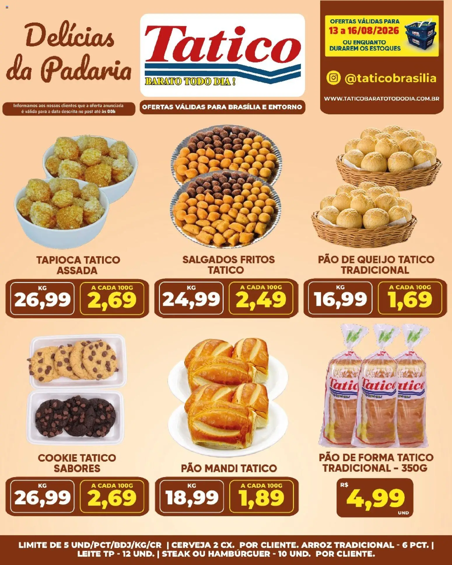 Tatico Folheto - válido de 17/08/2026 | Página: 43 | Produtos: Leite, Pão, Cerveja, Hambúrguer