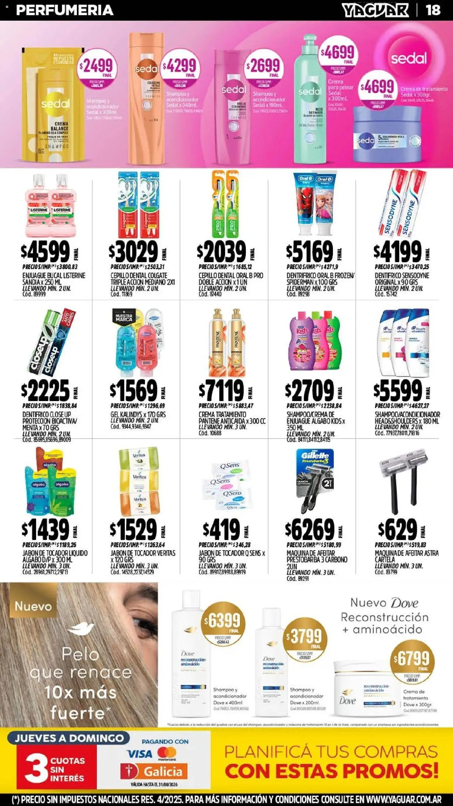 Yaguar - Oferta Semanal Misiones │ válido desde el 03/08/2026 | Página: 19 | Productos: Cepillo, Shampoo, Acondicionador, Enjuague bucal