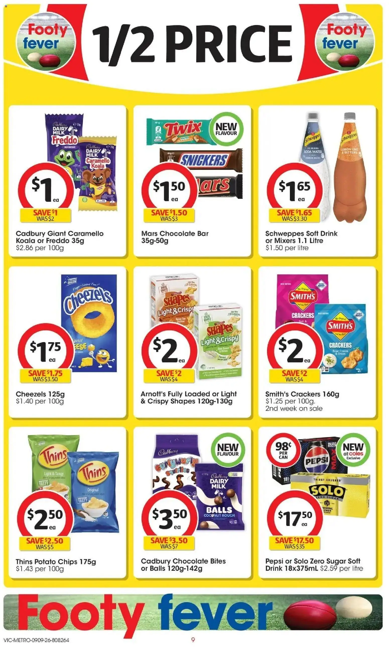 ﻿Coles catalogue valid from 09/09/2026 > Online Australia | Page: 9 | Products: Mars bar, Milk, Chocolate, Sugar
