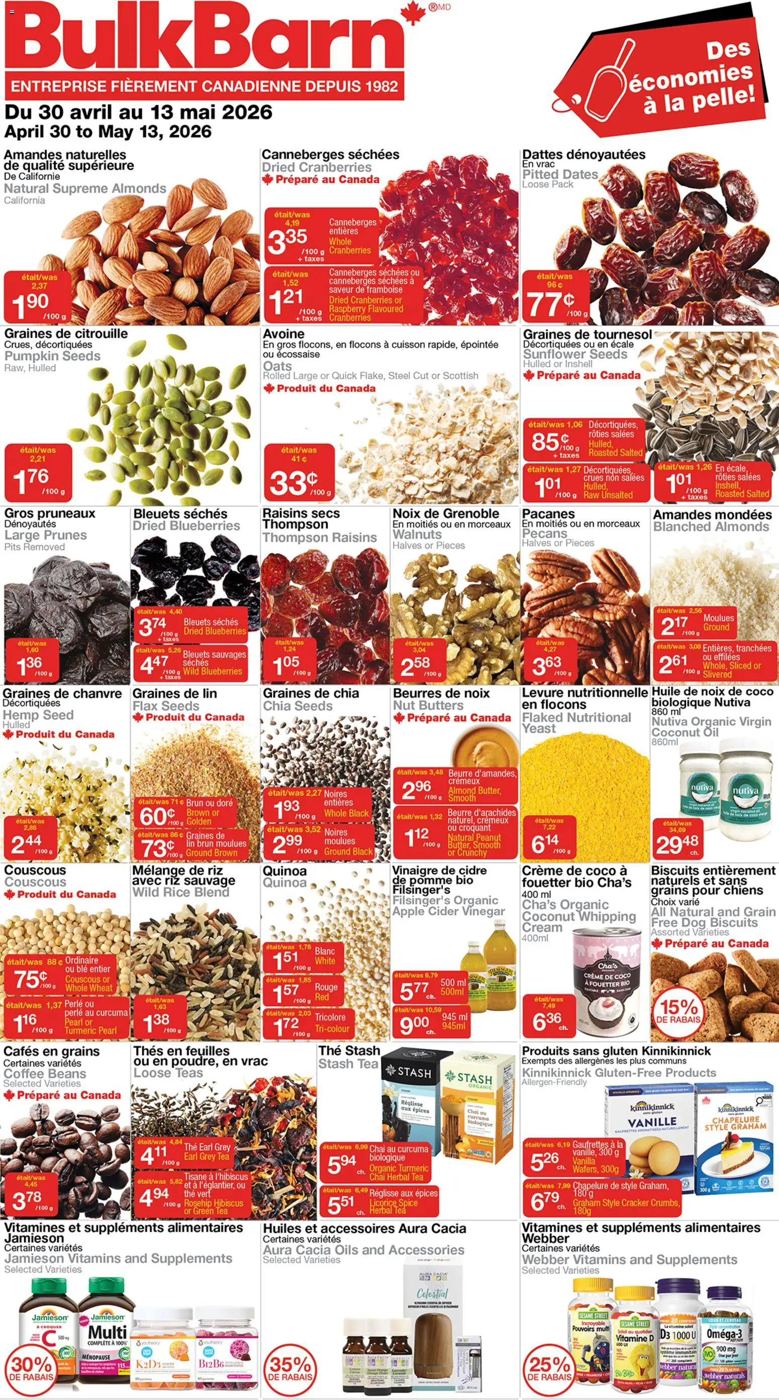 Bulk Barn flyer valid from 30.04.2026 | Page: 1 | Products: Rice, Oil, Coffee, Pumpkin