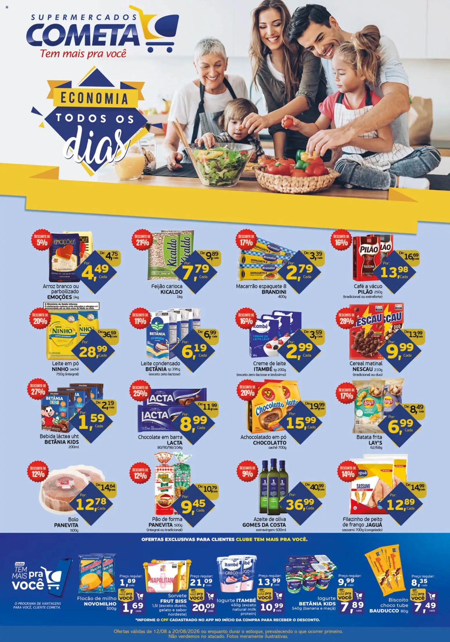 Cometa Supermercados Folheto - válido de 12/08/2026 | Página: 1 | Produtos: Espaguete, Nescau, Macarrão, Creme de leite