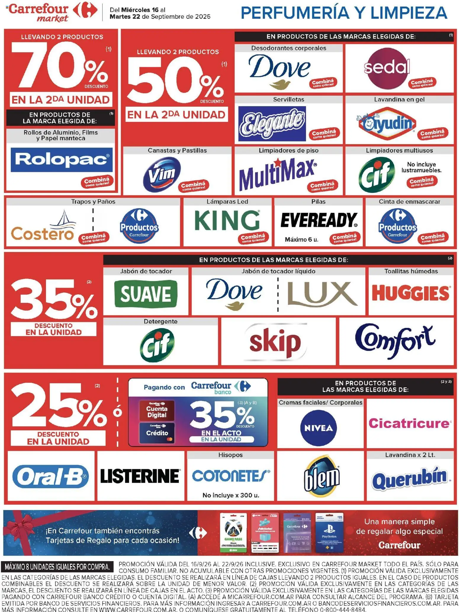 Carrefour Market catálogo │ válido desde el 16/09/2026 | Página: 16 | Productos: Servilletas, Jabón, Detergente, Lámparas