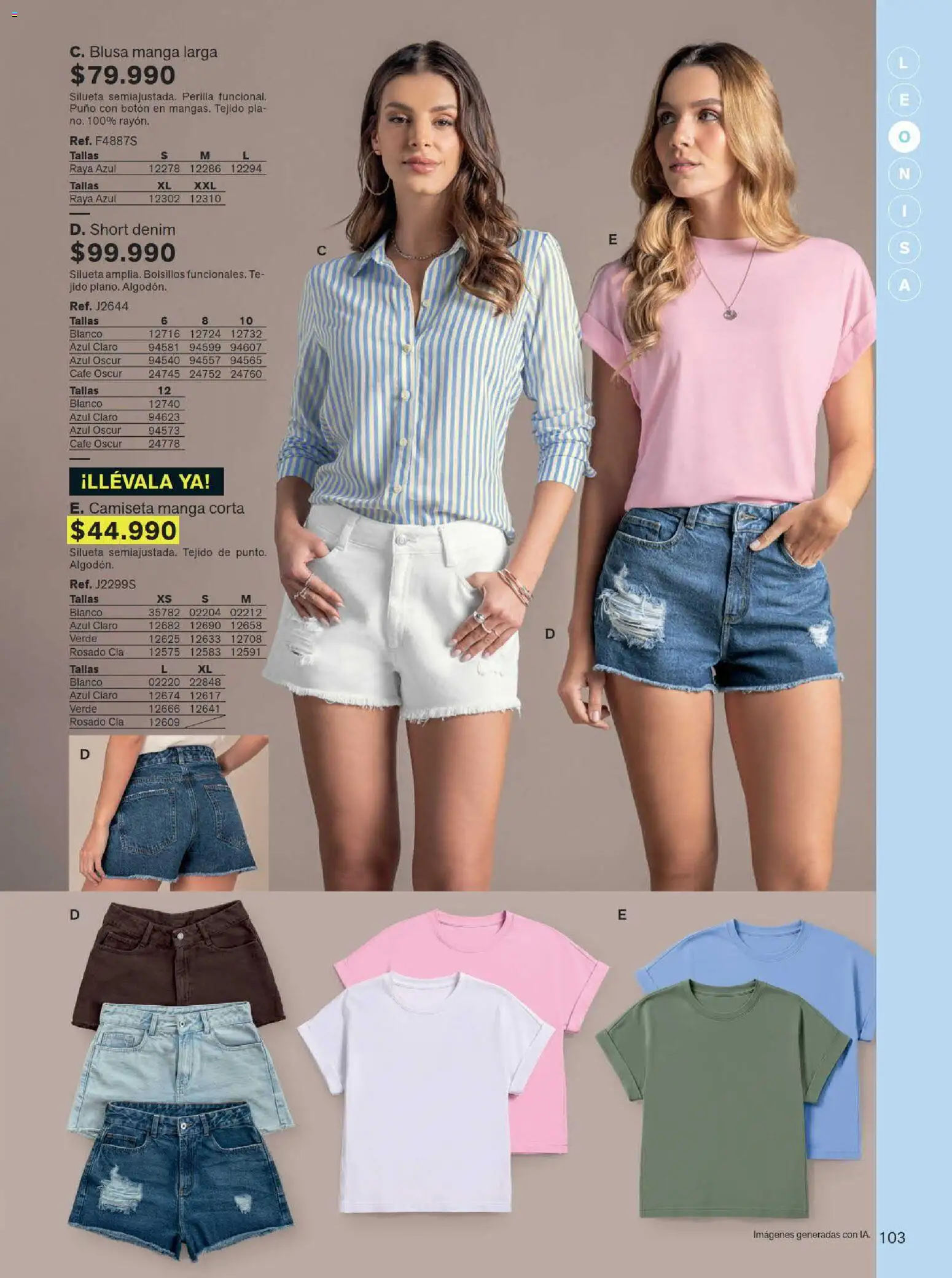 Leonisa revista - valida desde el 15/07/2026 | Página: 103 | Productos: Short, Camiseta, Blusa, Café