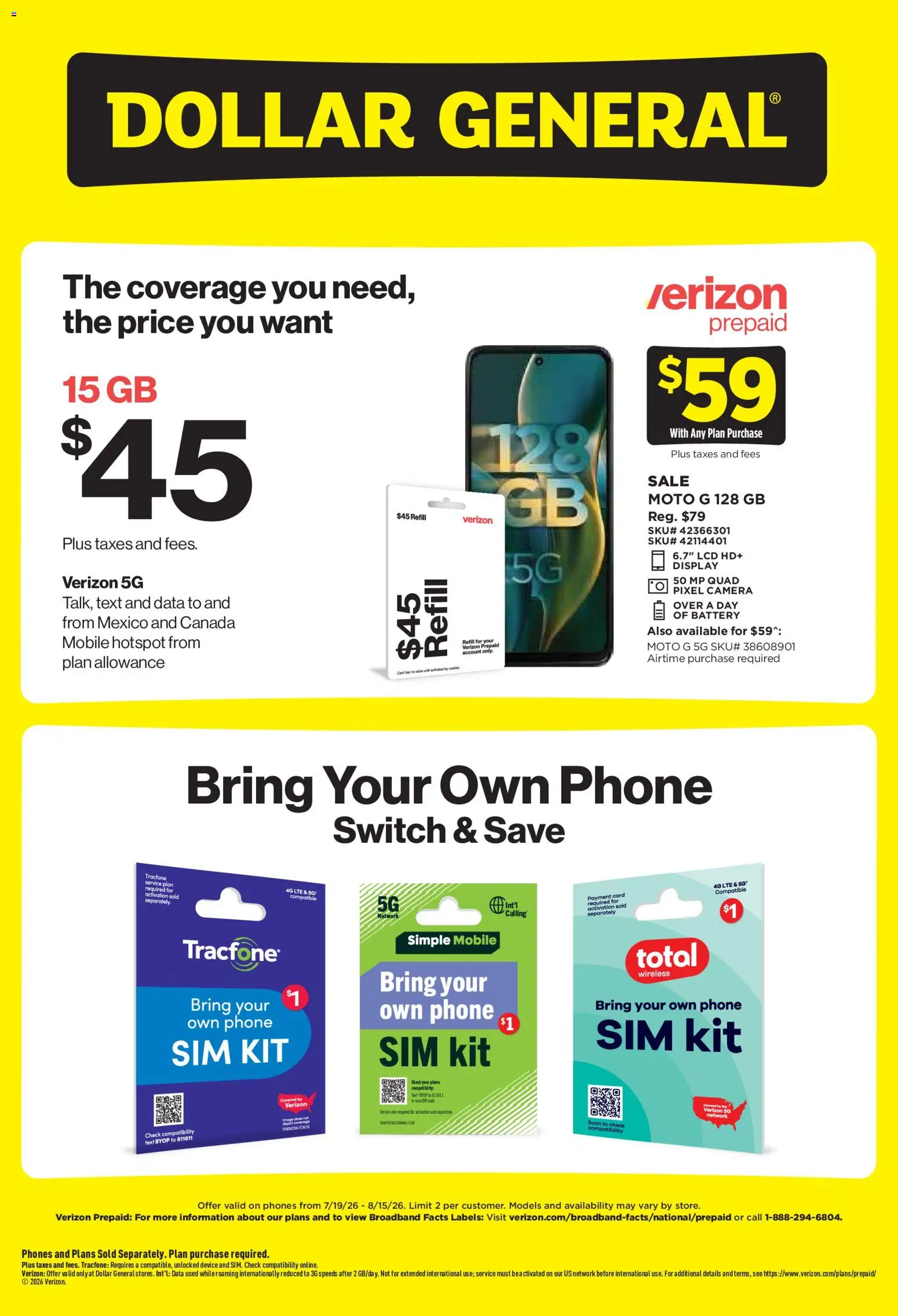Dollar General Wireless Deals - valid from 07/19/2026 | Page: 2 | Products: Battery, Switch, Phone, Camera