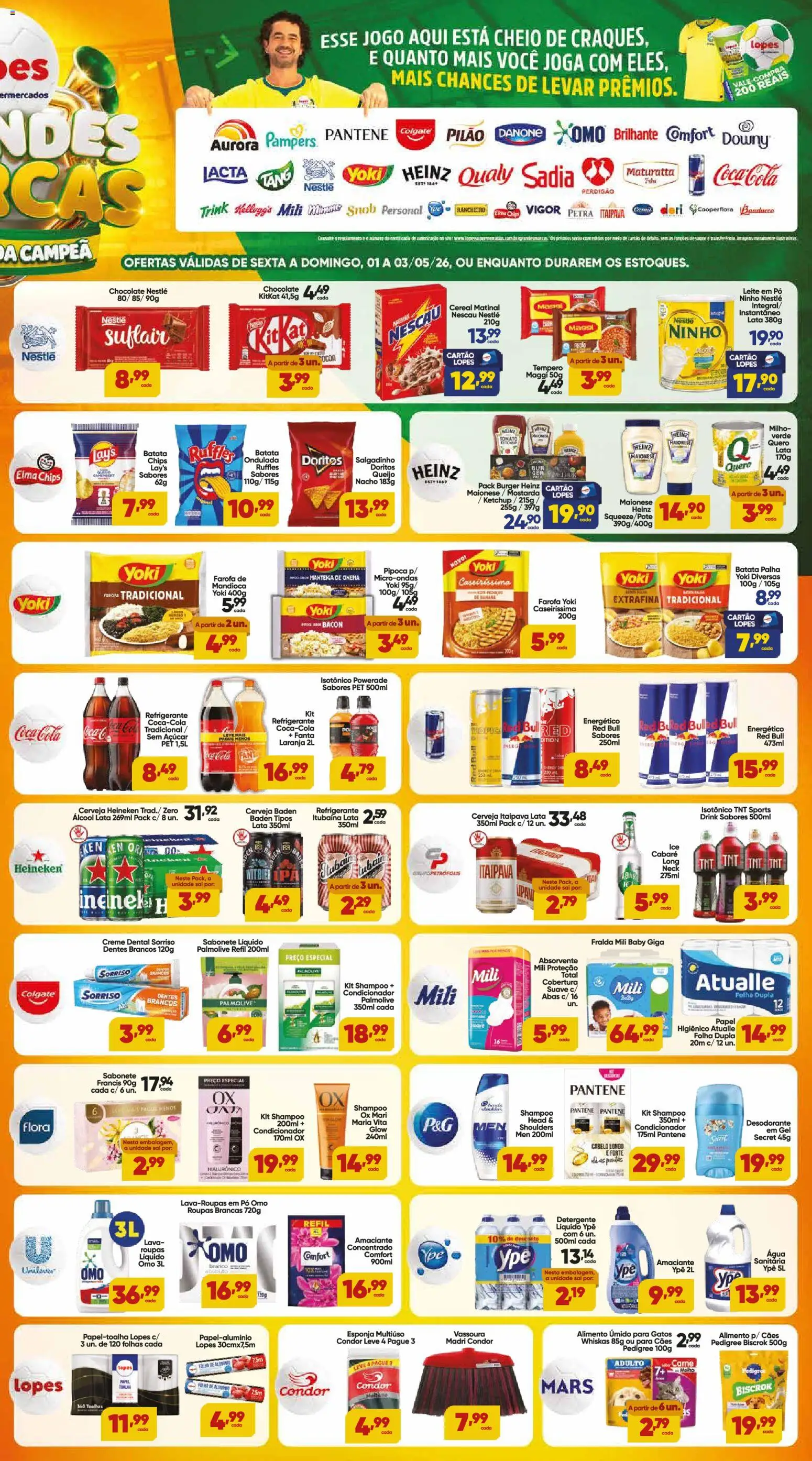 Lopes Supermercados Folheto - válido de 01.05.2026 | Página: 3 | Produtos: Mandioca, Roupas, Creme, Farofa