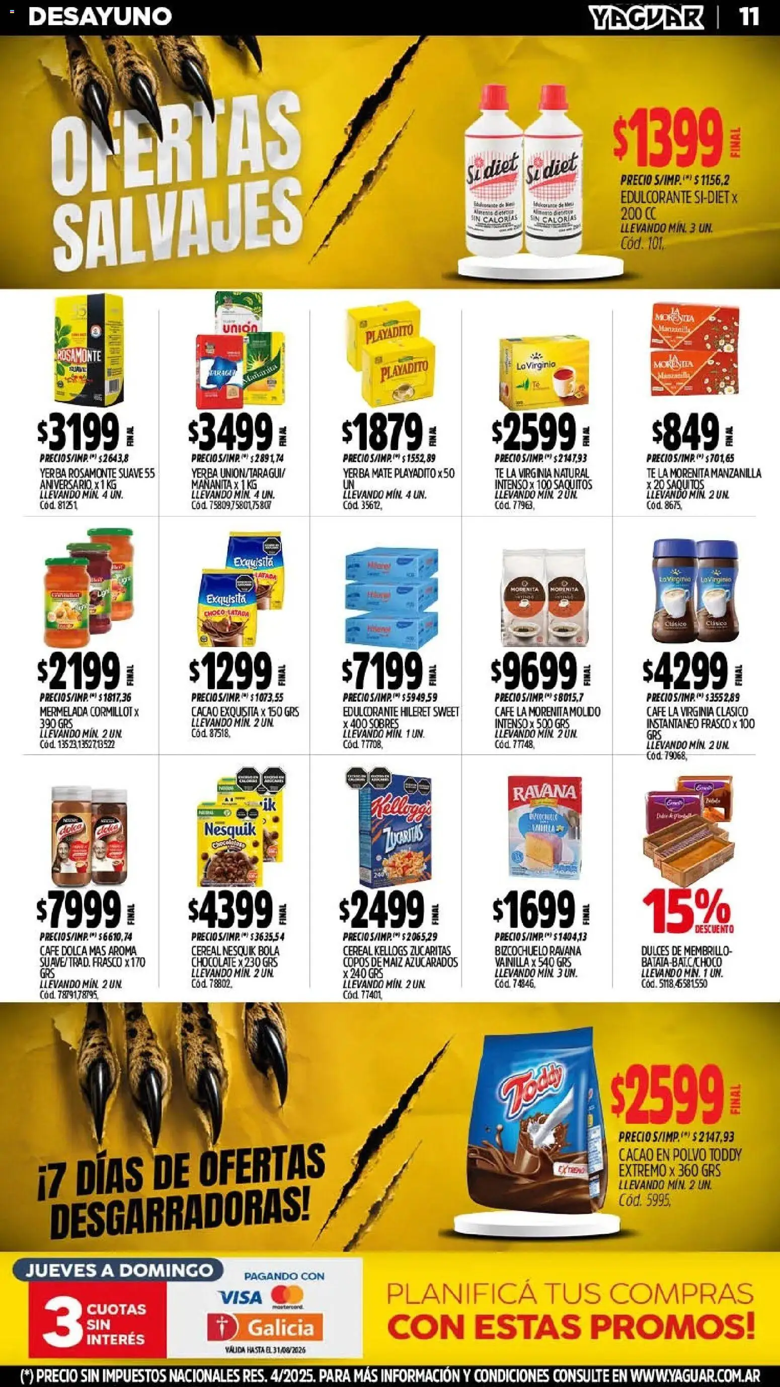 Yaguar - Oferta Semanal Neuquen │ válido desde el 10/08/2026 | Página: 12 | Productos: Copos, Vainilla, Dulces, Cacao