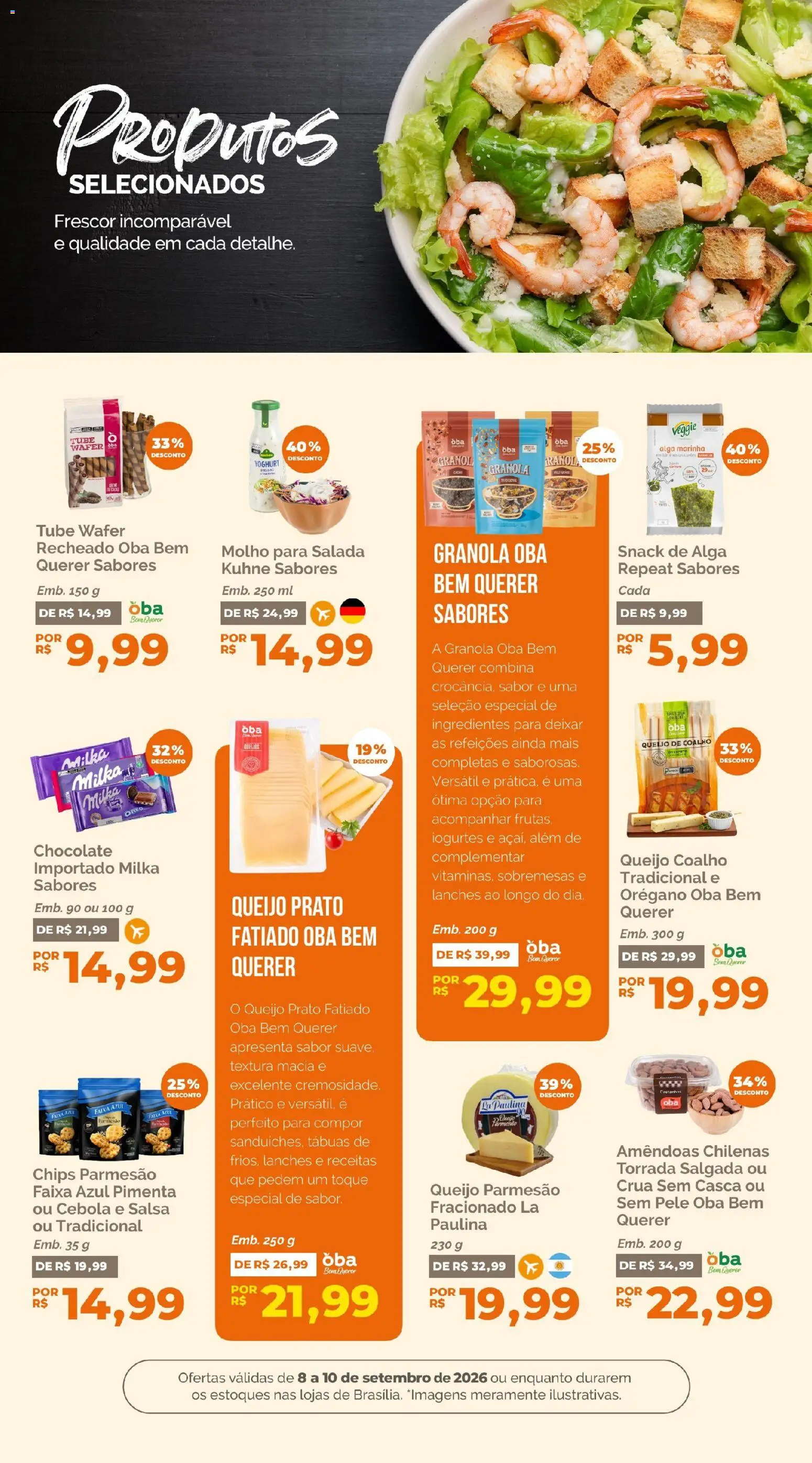 Oba Hortifruti Folheto - válido de 08/09/2026 | Página: 9 | Produtos: Salsa, Chocolate, Salada, Queijo parmesão