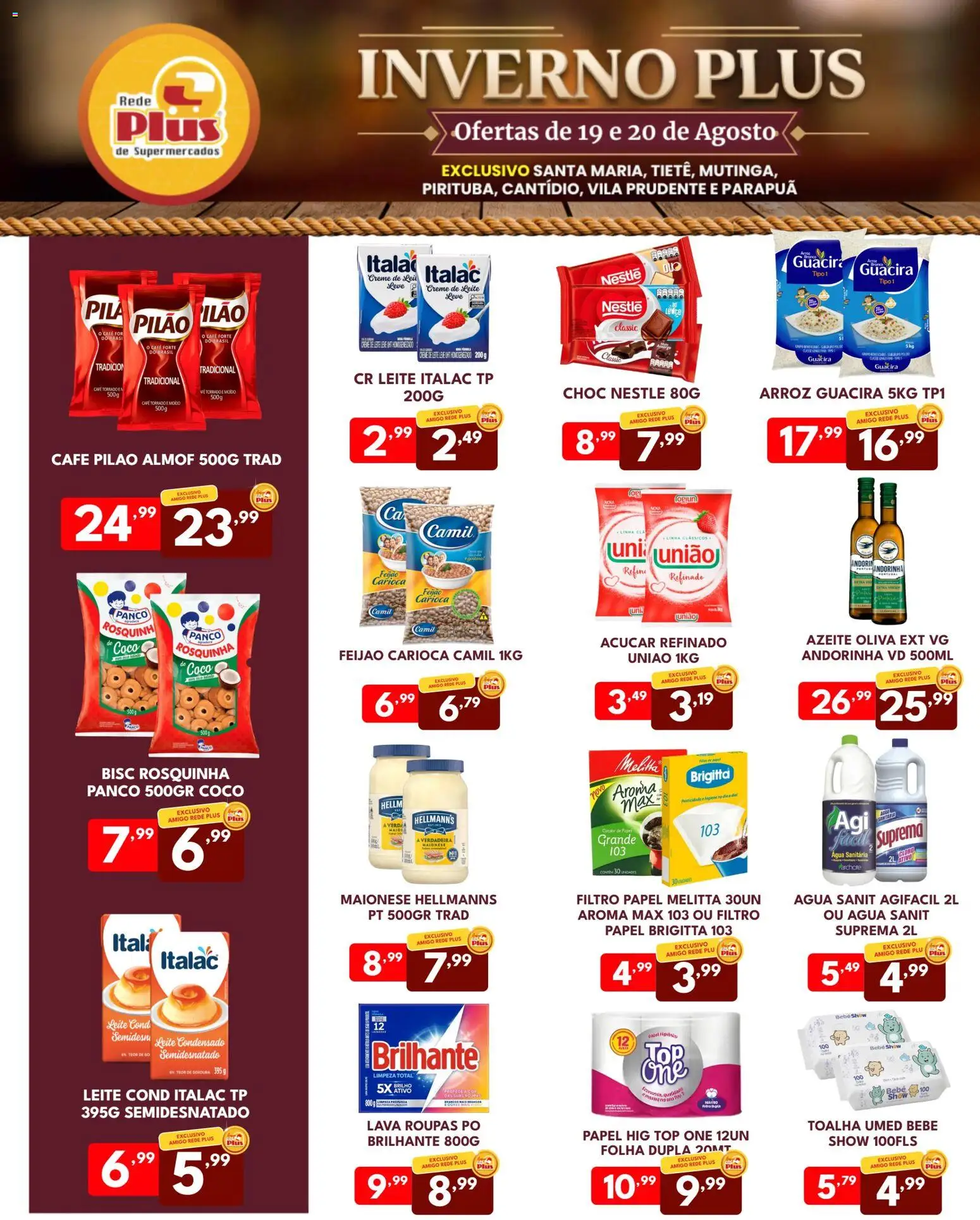 Rede Plus Supermercados Folheto - válido de 19/08/2026 | Página: 1 | Produtos: Coco, Feijão, Açúcar, Rosquinha