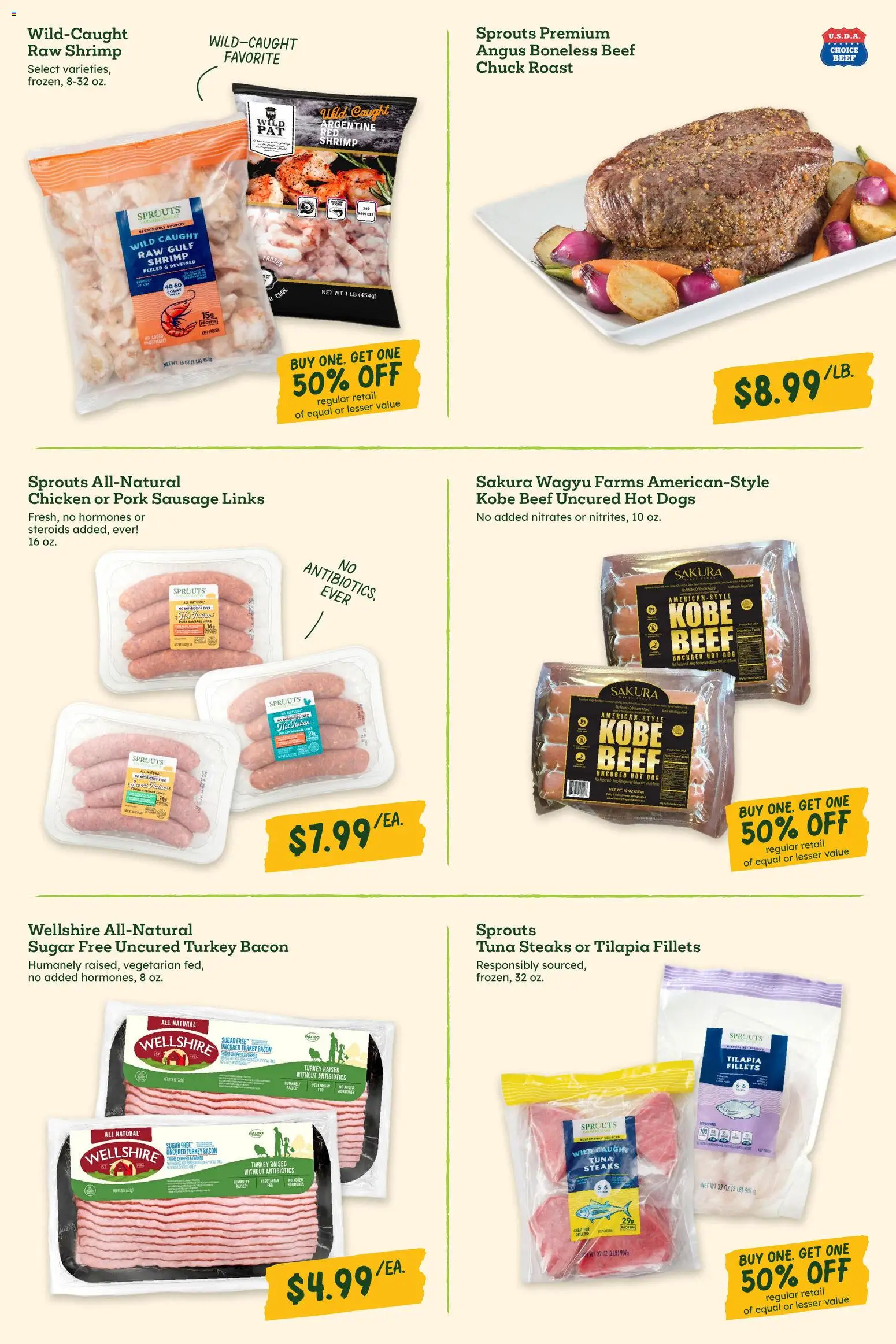 Sprouts Weekly Ad - valid from 06/24/2026 | Page: 4 | Products: Pork, Beef, Sausage, Hot Dogs