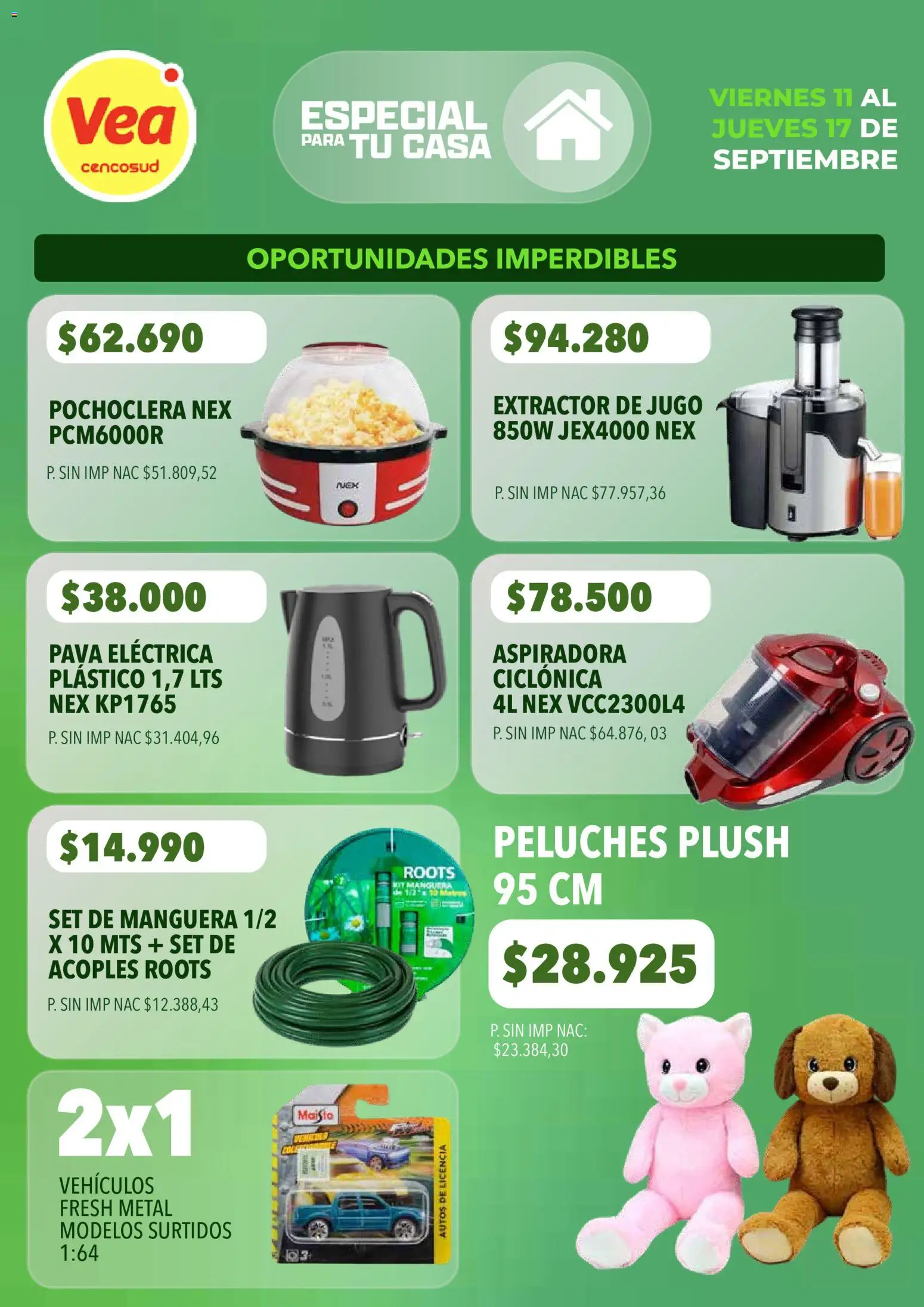 Vea - Especial para tu casa │ válido desde el 11/09/2026 | Página: 4 | Productos: Pava, Aspiradora, Peluches, Manguera