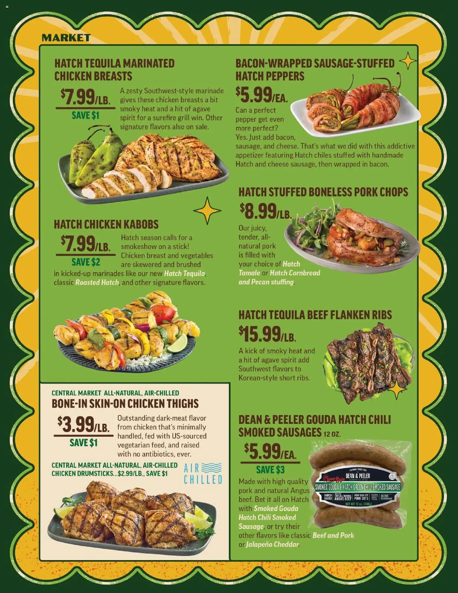 Central Market Weekly Ad - valid from 08/05/2026 | Page: 3 | Products: Peppers, Pork, Vegetables, Grill