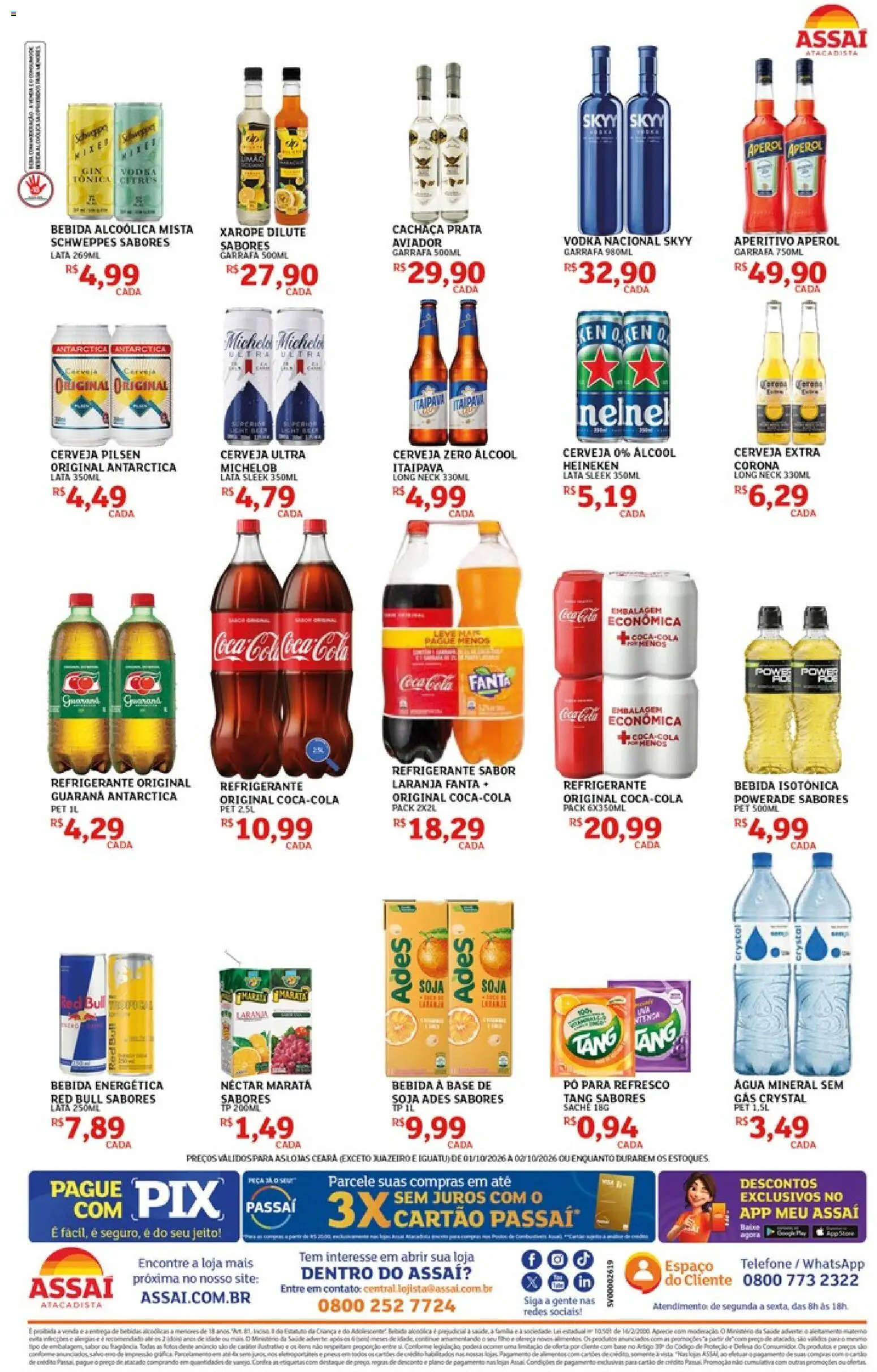 Assaí Atacadista Folheto - válido de 01/10/2026 | Página: 2 | Produtos: Aperol, Cola, Heineken, Água mineral