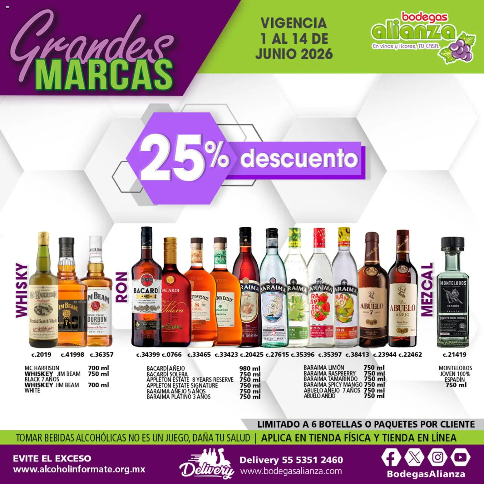 Nuevas ofertas de Bodegas Alianza válidas en toda la República Mexicana desde el 01.06.2026. ¡Encuentra las mejores ofertas en Bodegas Alianza catálogo Grandes Marcas! | Página: 6 | Productos: Whiskey, Limón, Mango, Whisky