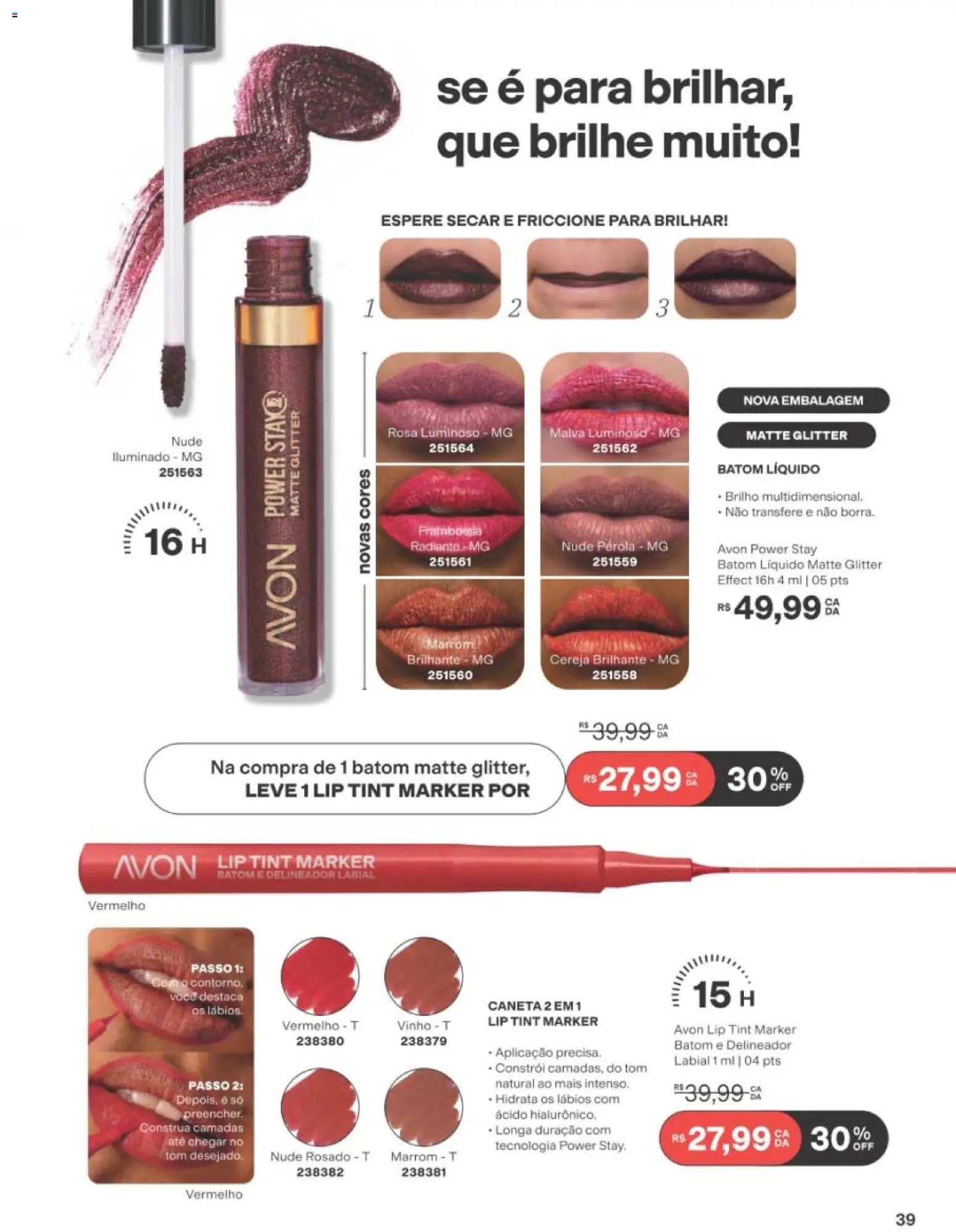 Avon Folheto - válido de 01/09/2026 | Página: 39 | Produtos: Cereja, Delineador, Batom, Vinho