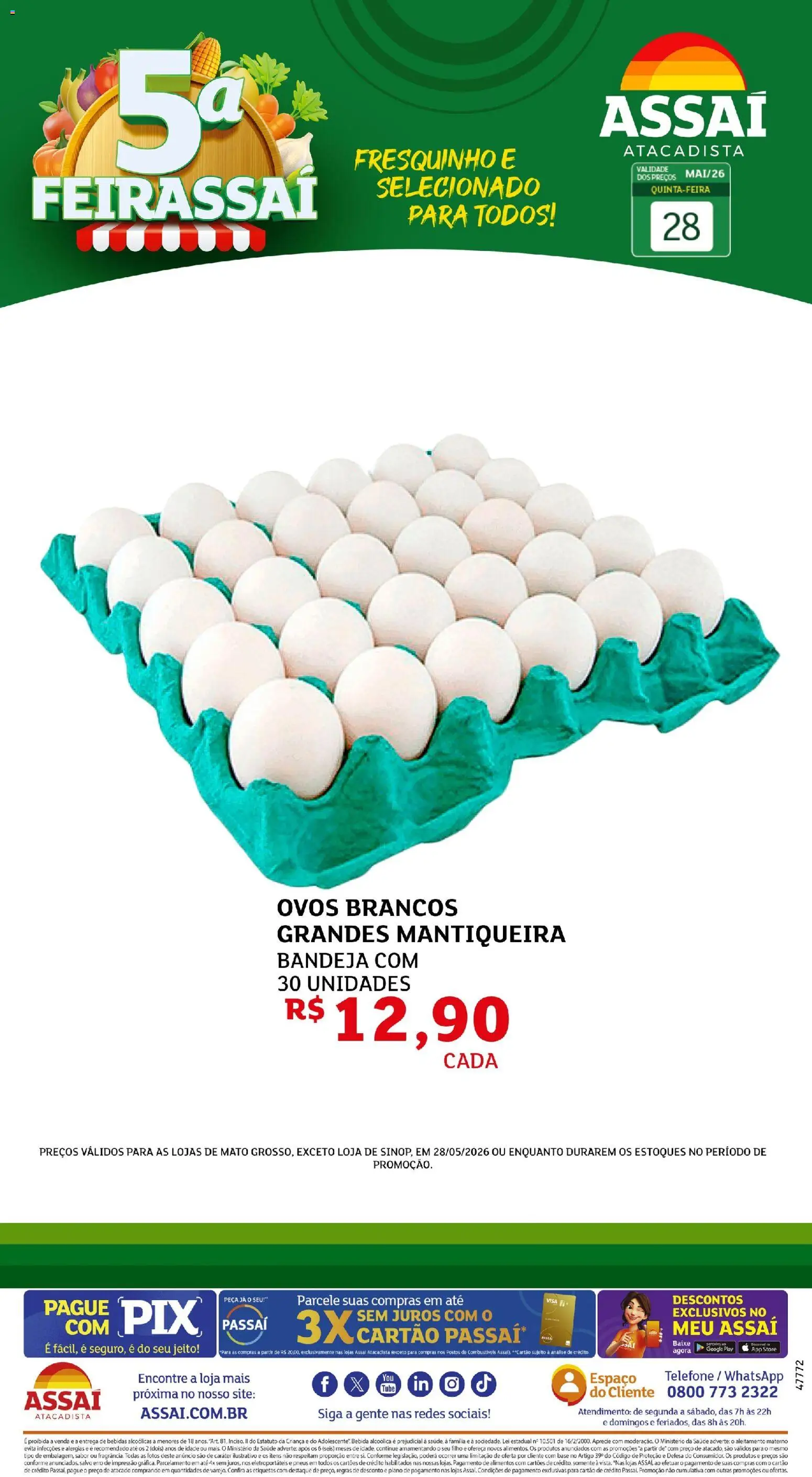 Assaí Atacadista Folheto - válido de 27.05.2026 | Página: 1 | Produtos: Ovos, Pneus, Base, Telefone